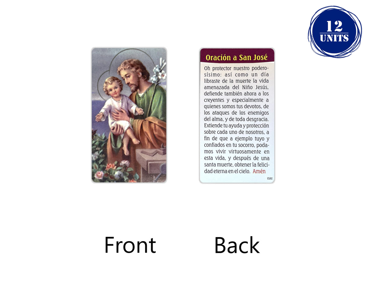 Estampa católica con oración en español, holy card 3.5 x 2 inch – Oración a San José - 03 / 12