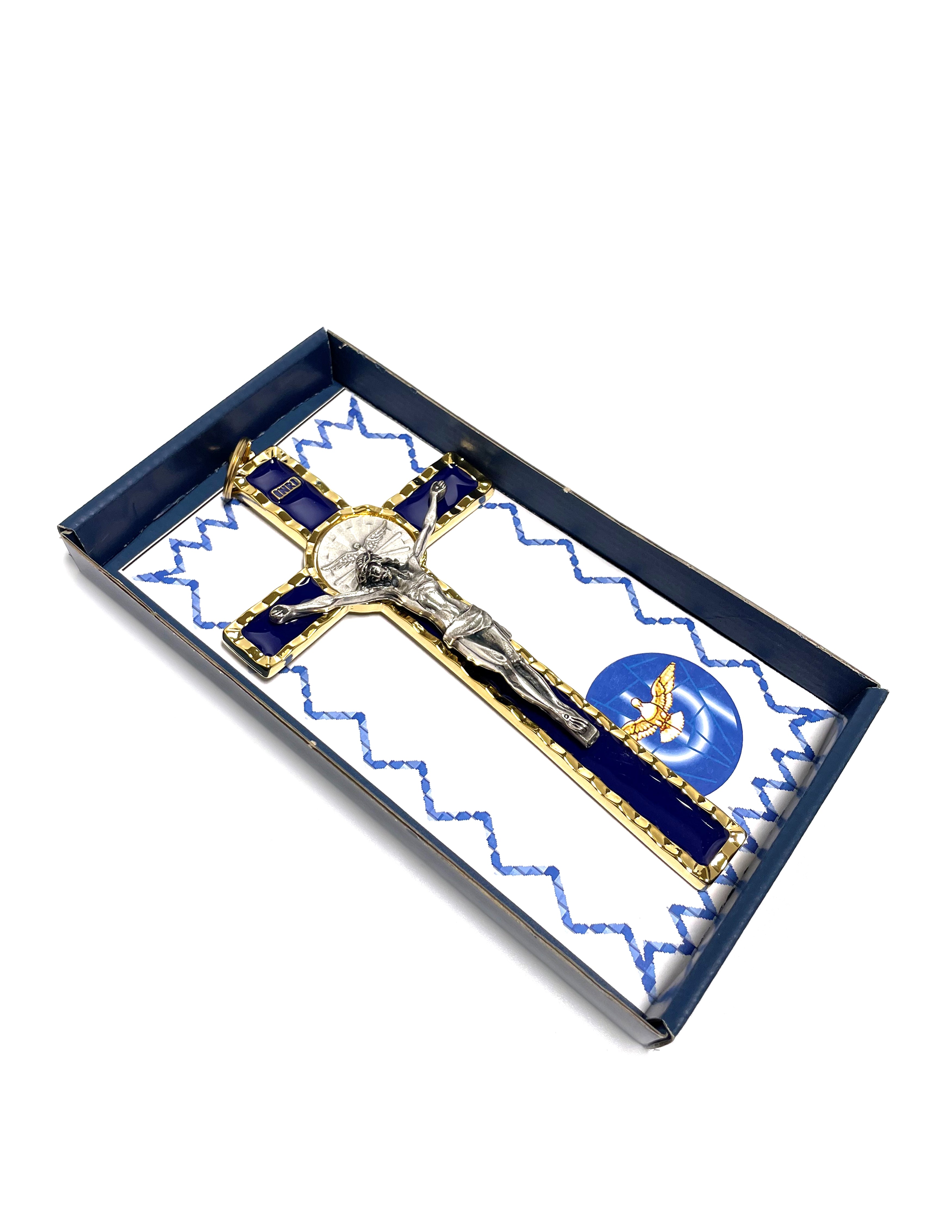 Holy Spirit Crucifix with enamel colors and gold and silver tone