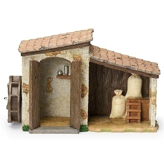 9" FARMHOUSE WITH WATER MILL FOR 5" SCALE NATIVITY FIGURES