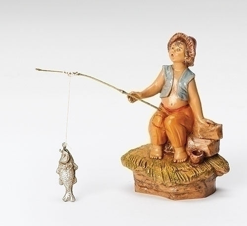 5" Scale Jada, Boy Fishing Naituvity Figure/Fontanini