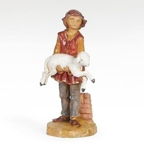 Fontanini 5" Scale Ari, Young Shepherdwith Sheep Nativity Figure