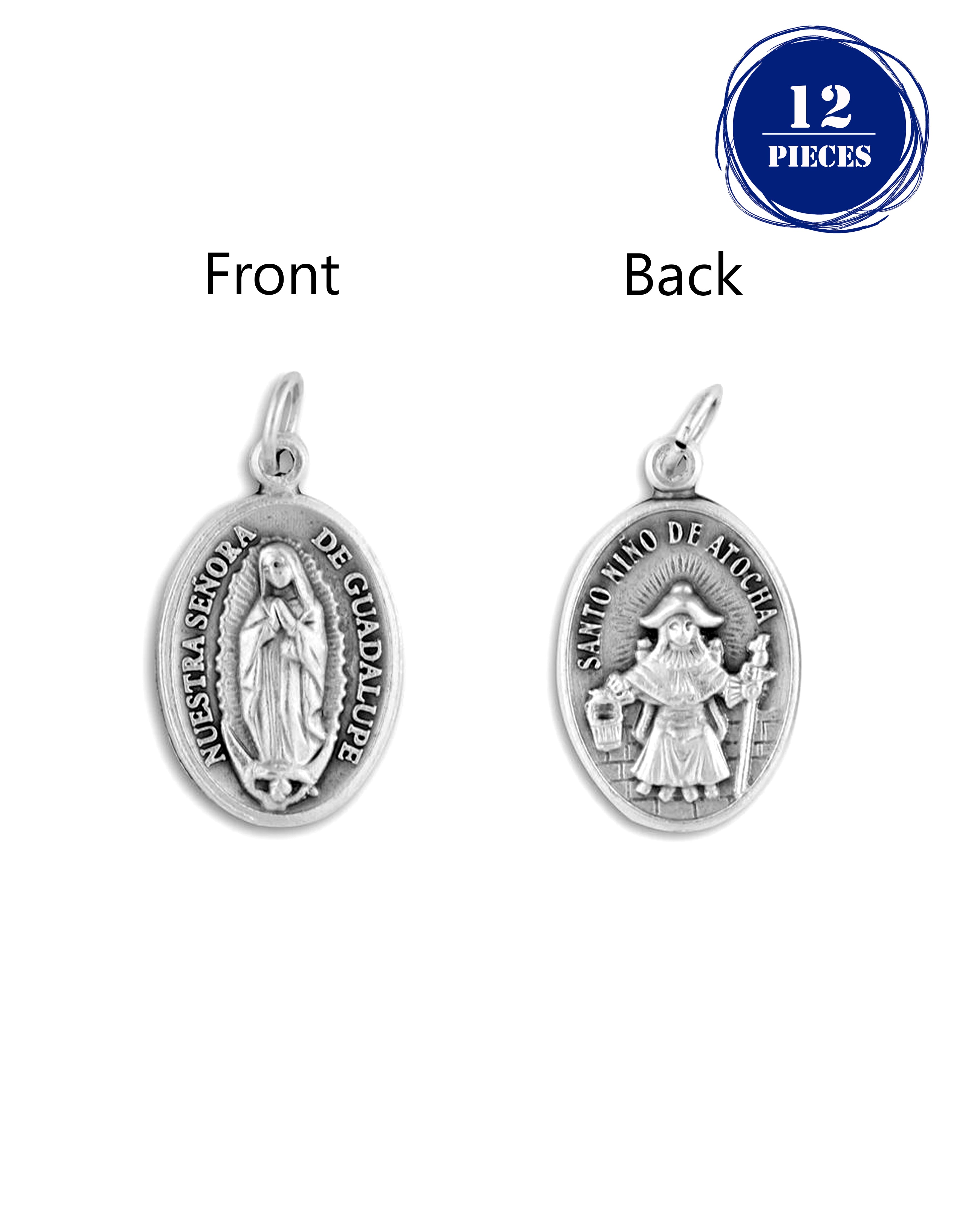 Pack of 12 Saints Medals in oxidized silver made in Italy 1.0" x 0.7"