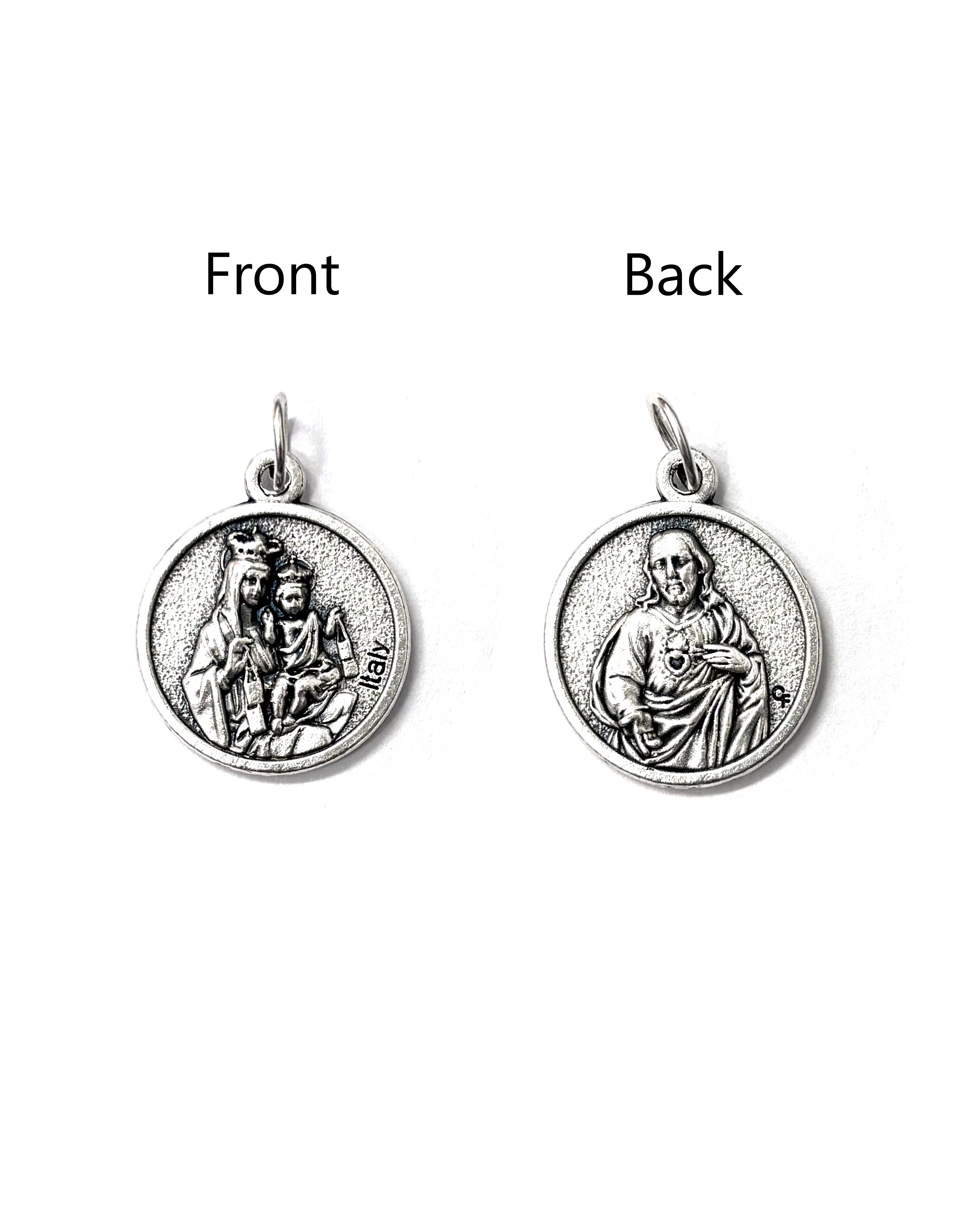 Round Saints silver medals 0.7" x 0.7"