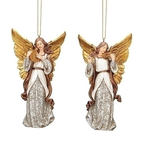 4"H Angel Ornament Bronze gold pearl (1 pc)