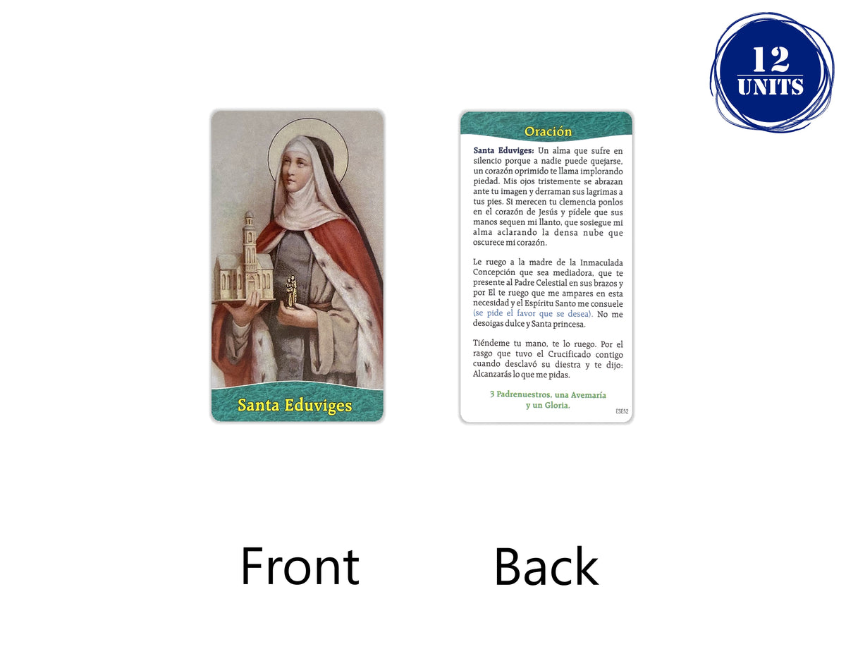 Estampa católica con oración en español, holy card 3.5 x 2 inch – Oración a Santa Eduviges / 12