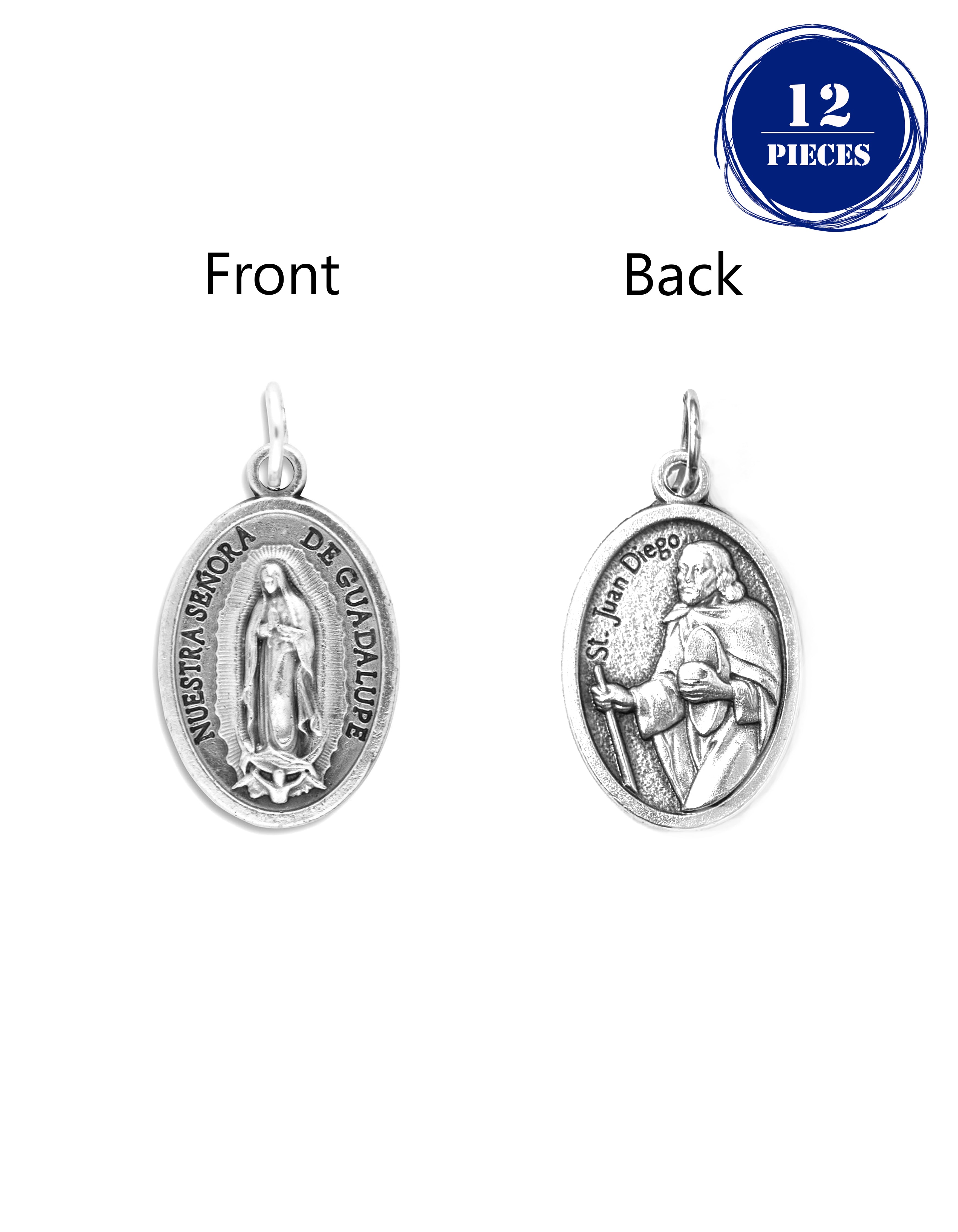 Pack of 12 Saints Medals in oxidized silver made in Italy 1.0" x 0.7"