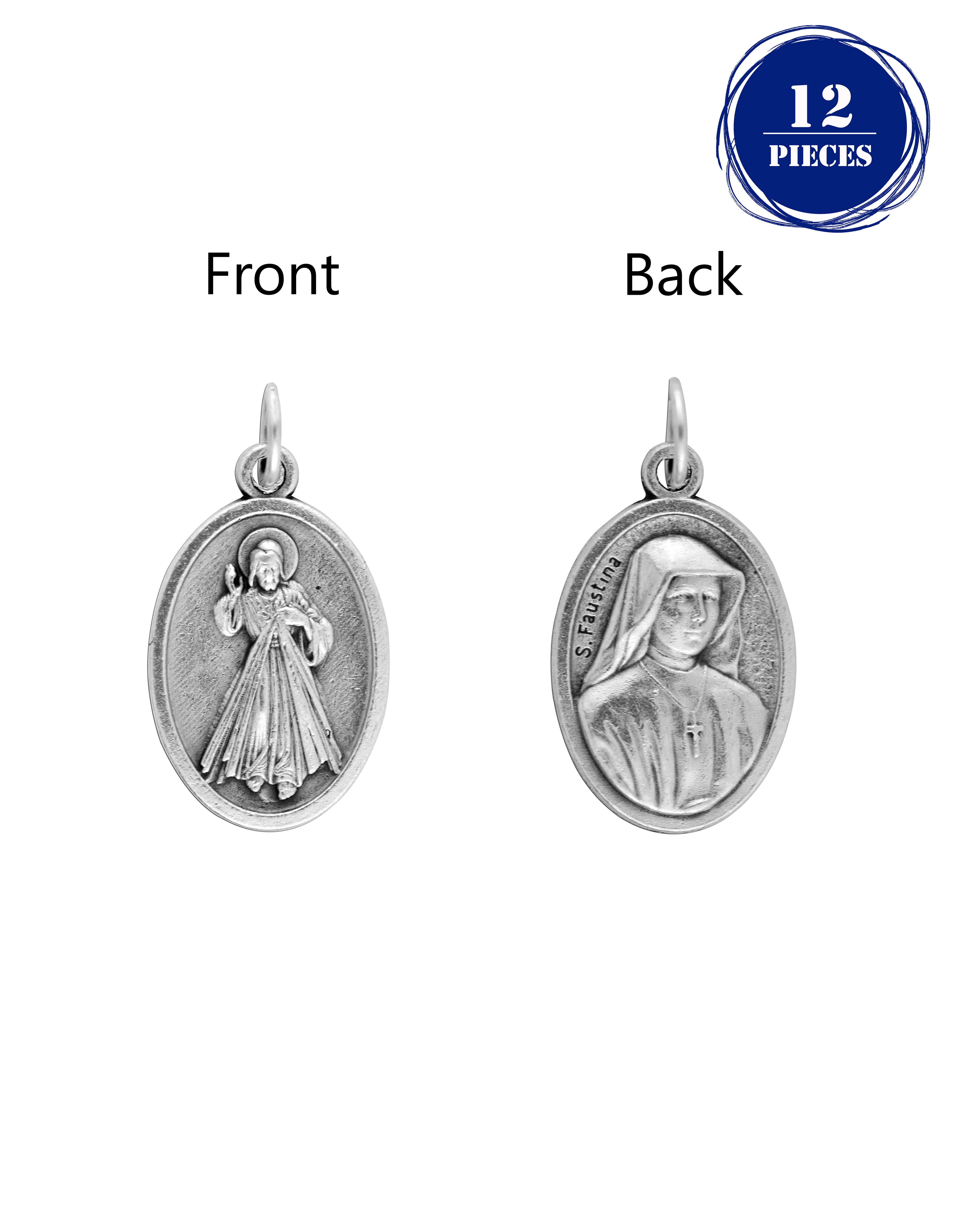 Pack of 12 Saints Medals in oxidized silver made in Italy 1.0" x 0.7"