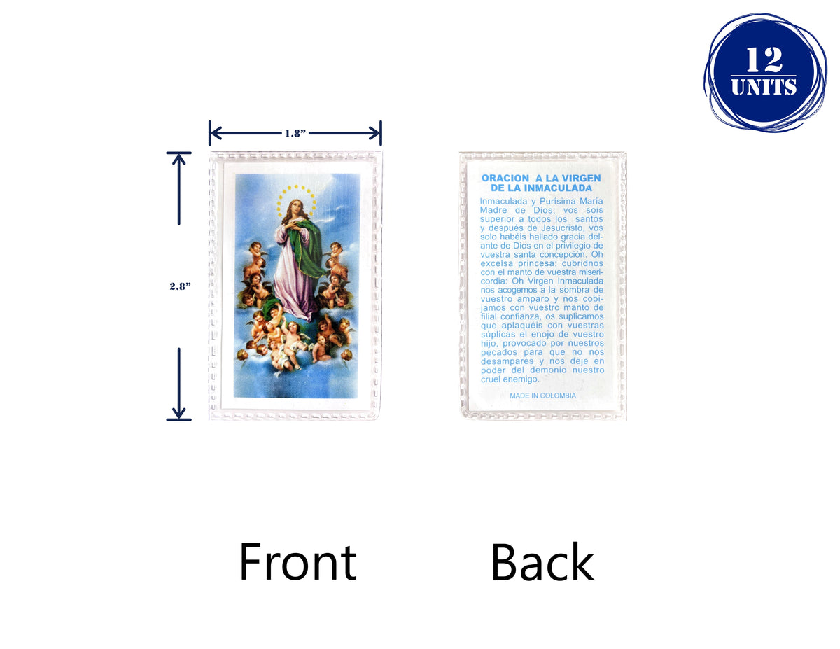Estampa católica plastificada con oración en español – Oración a la Virgen Inmaculada / 12