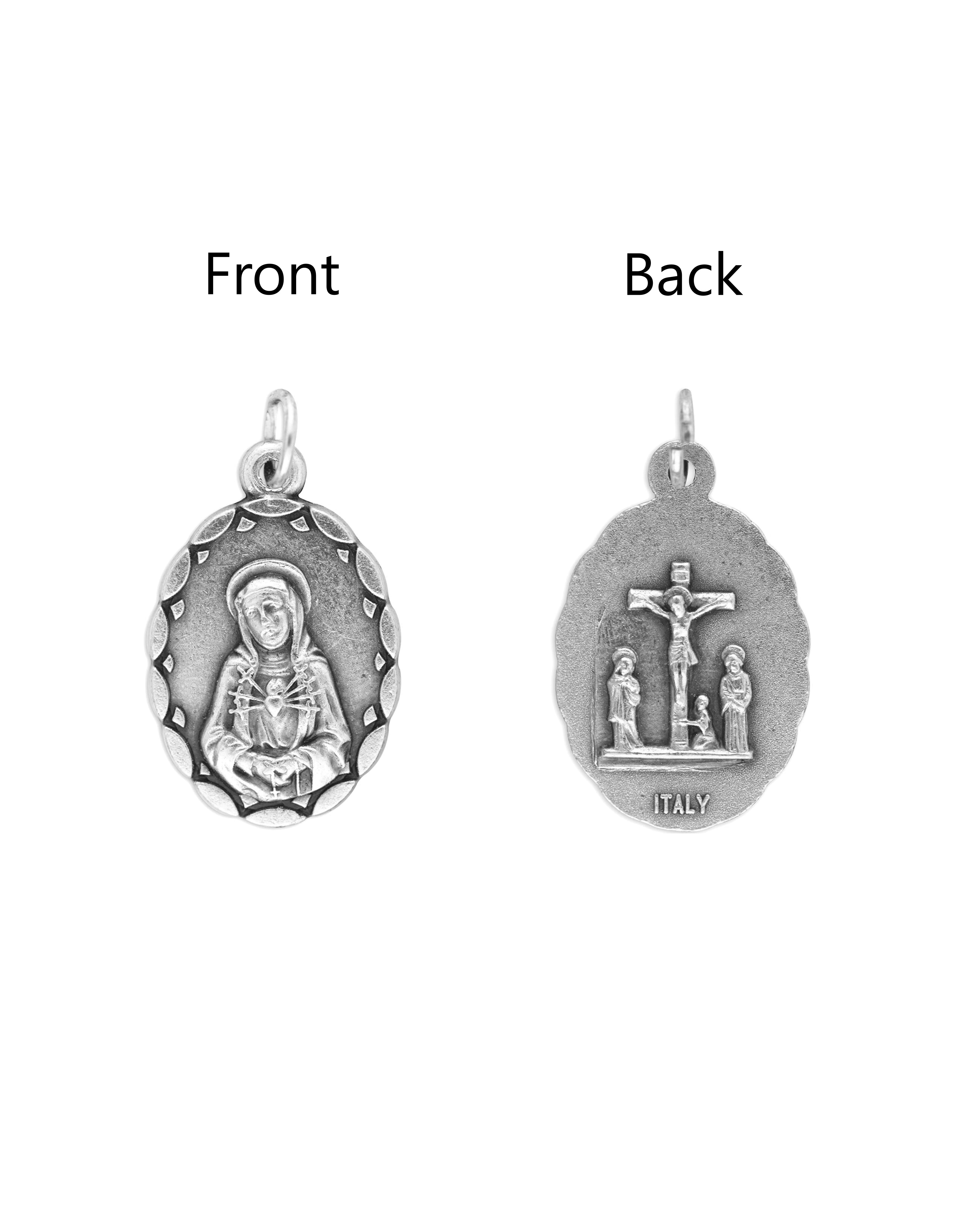 Saints Medals in oxidized silver made in Italy 1.0" x 0.7"