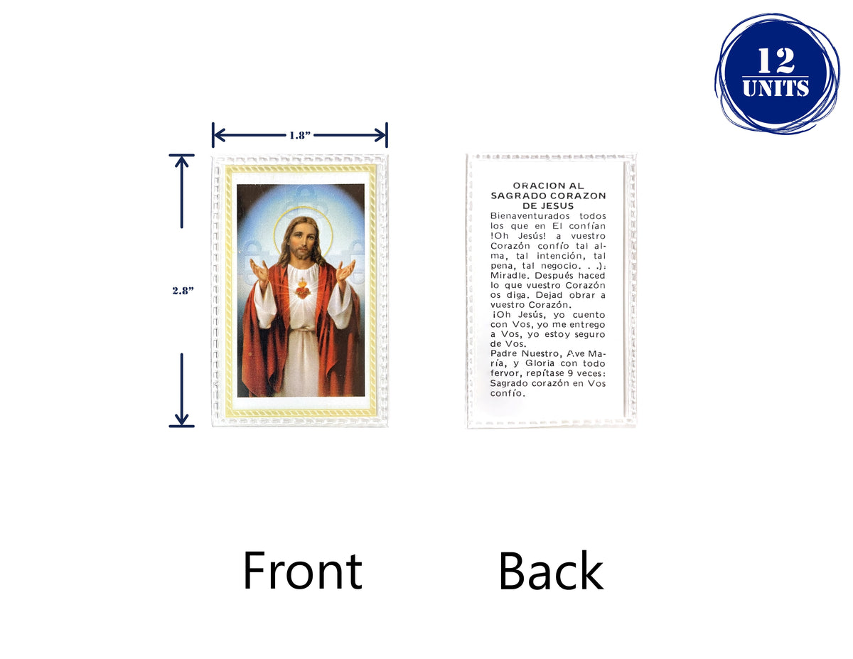 Estampa católica plastificada con oración en español – Oración al Sagrado Corazón de Jesús / 12