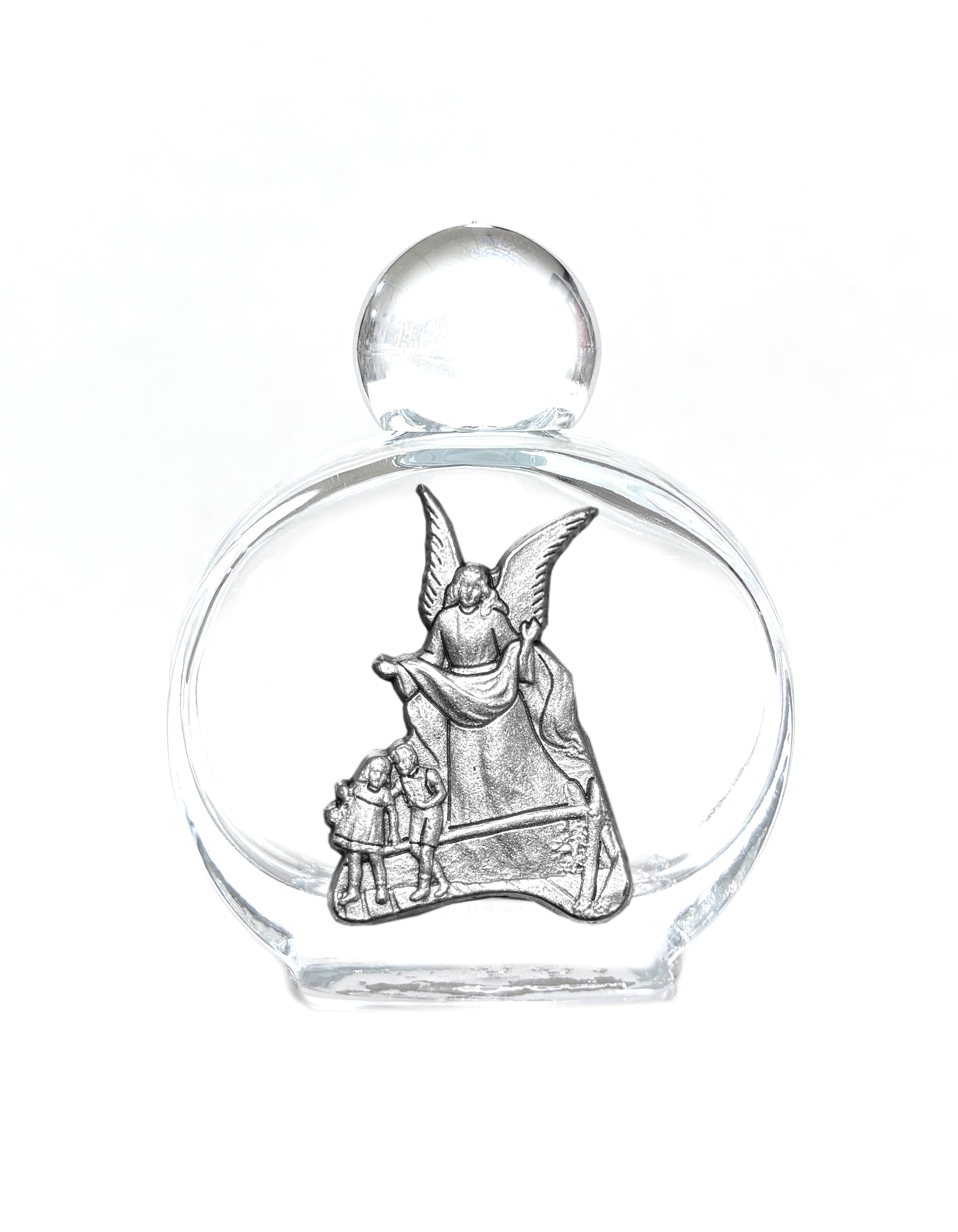 Holy water glass bottle with medal