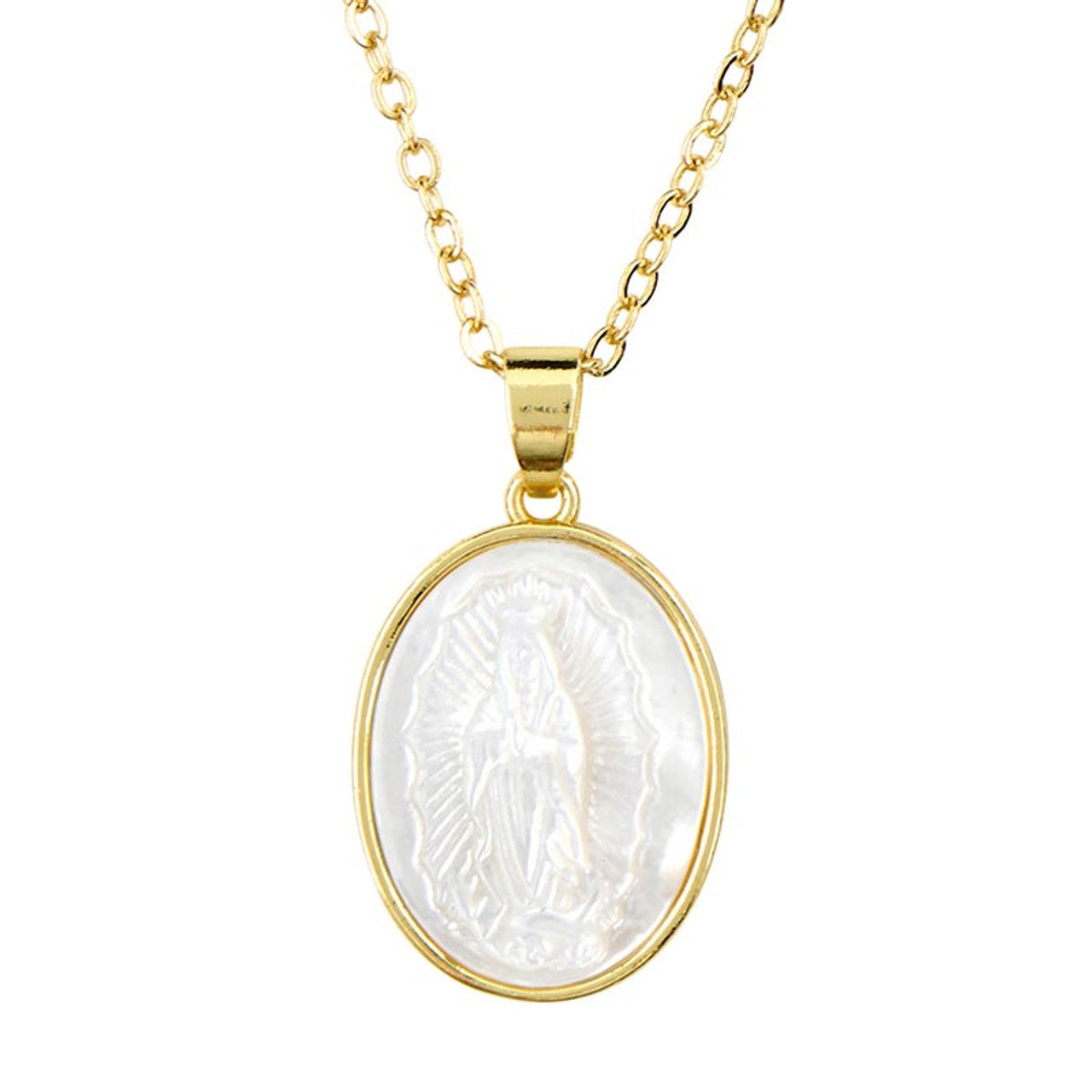 Oval Shaped Our Lady of Guadalupe Pendant Necklace
