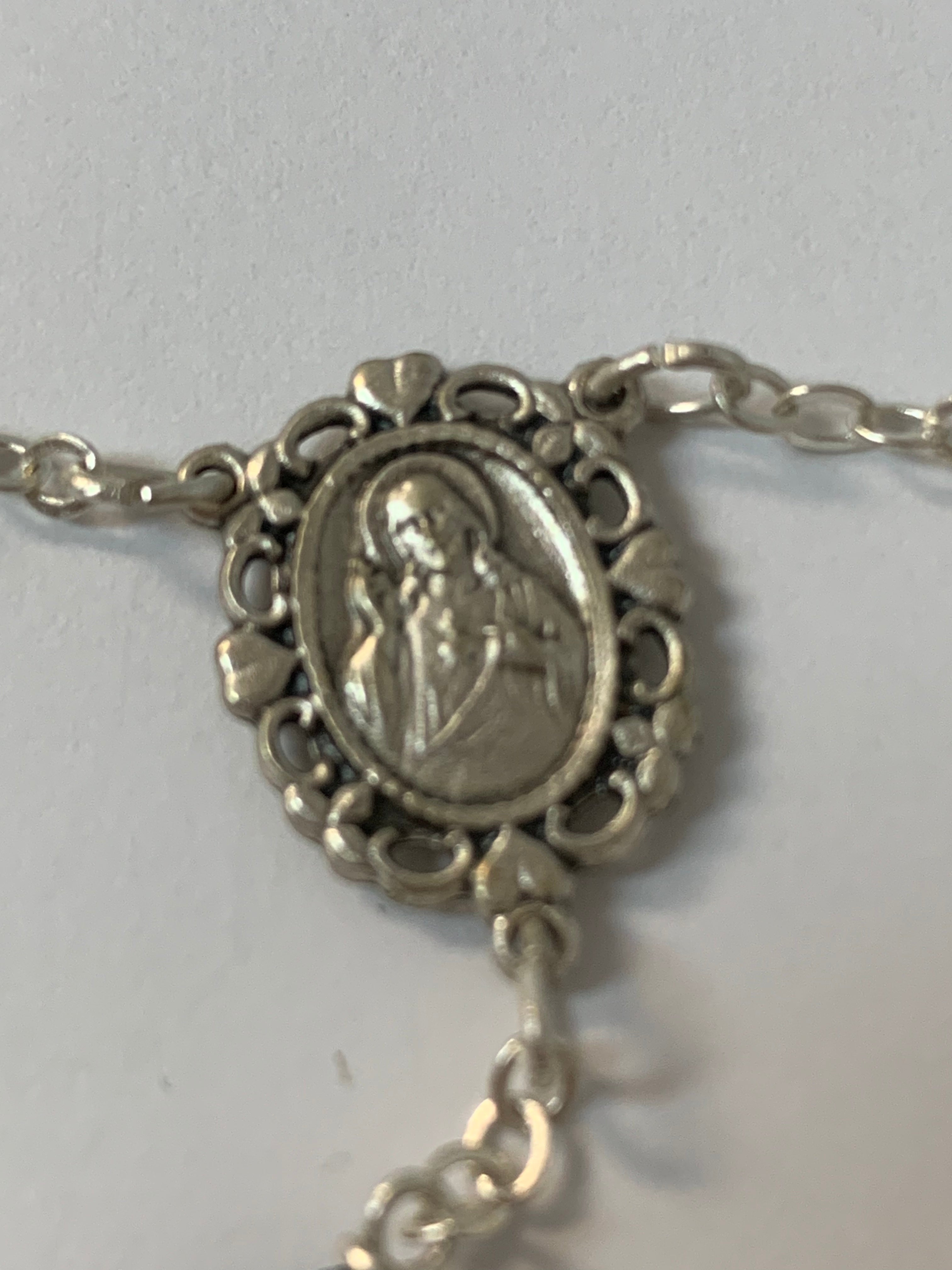 Wood Roary with Center of Sacred Heart of Jesus