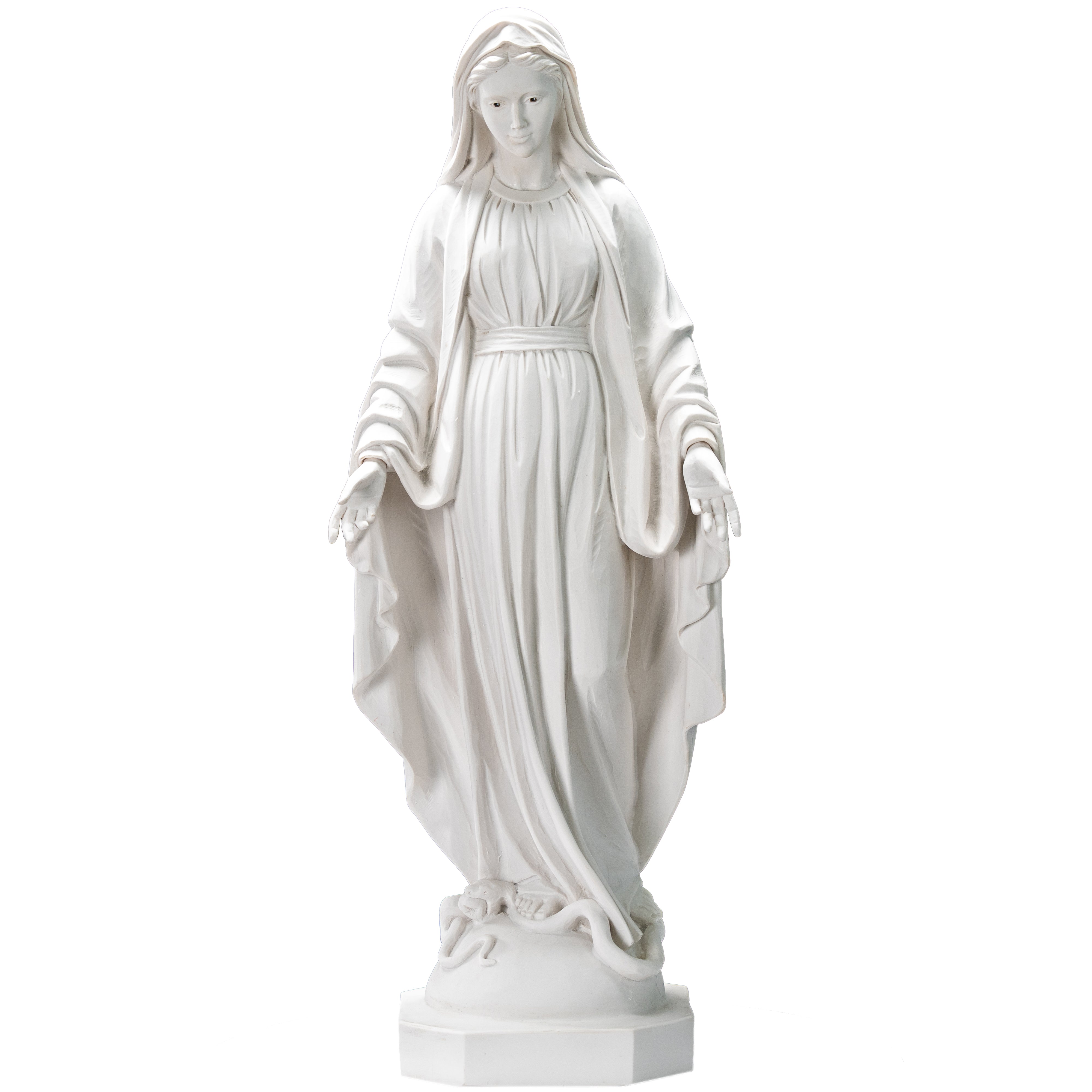 Lady of Grace - Miraculous Mary all White with hand painted eyes - Made in Italy - Our Tuscany Collection - Virgen La Milagrosa Blanca con ojos pintados a mano