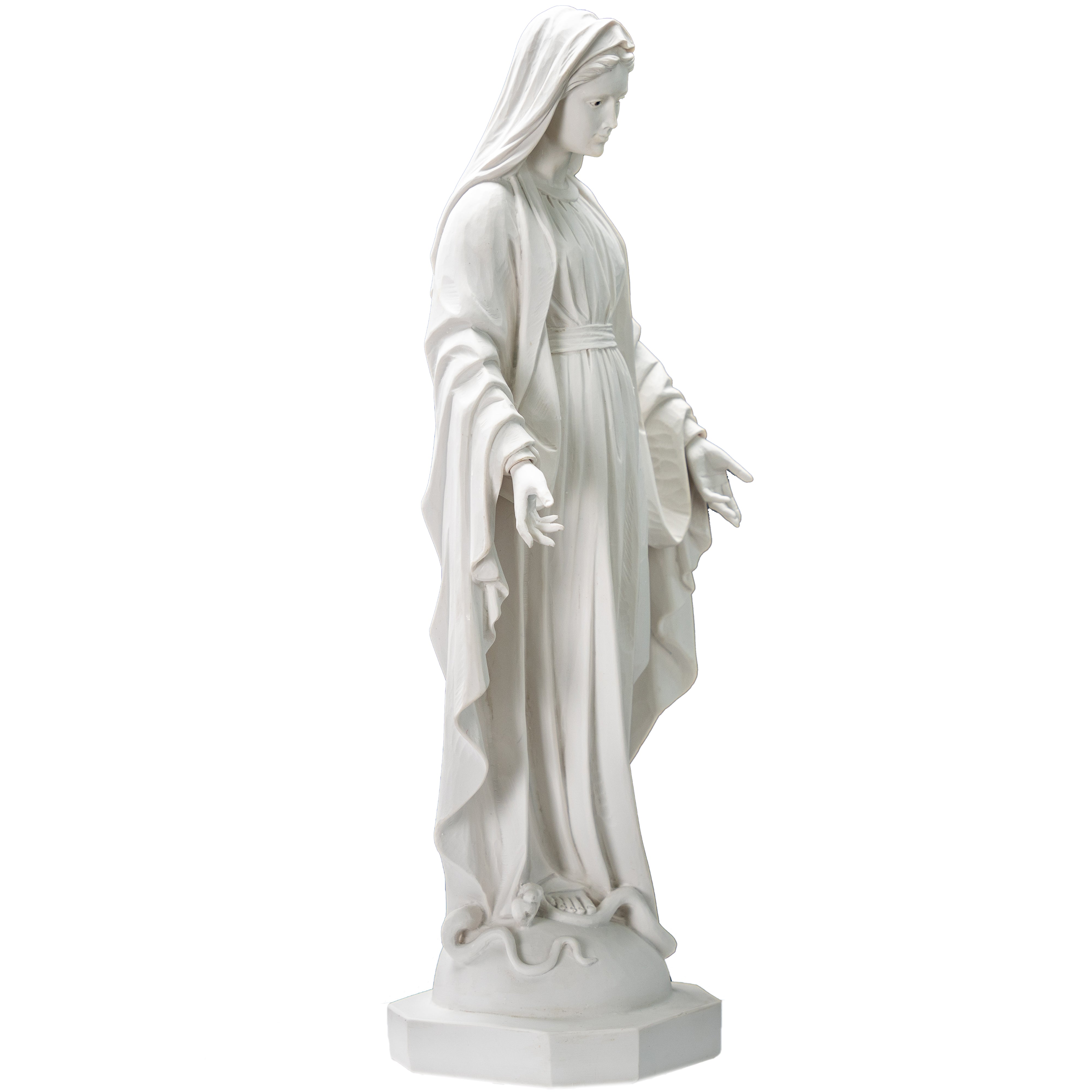 Lady of Grace - Miraculous Mary all White with hand painted eyes - Made in Italy - Our Tuscany Collection - Virgen La Milagrosa Blanca con ojos pintados a mano