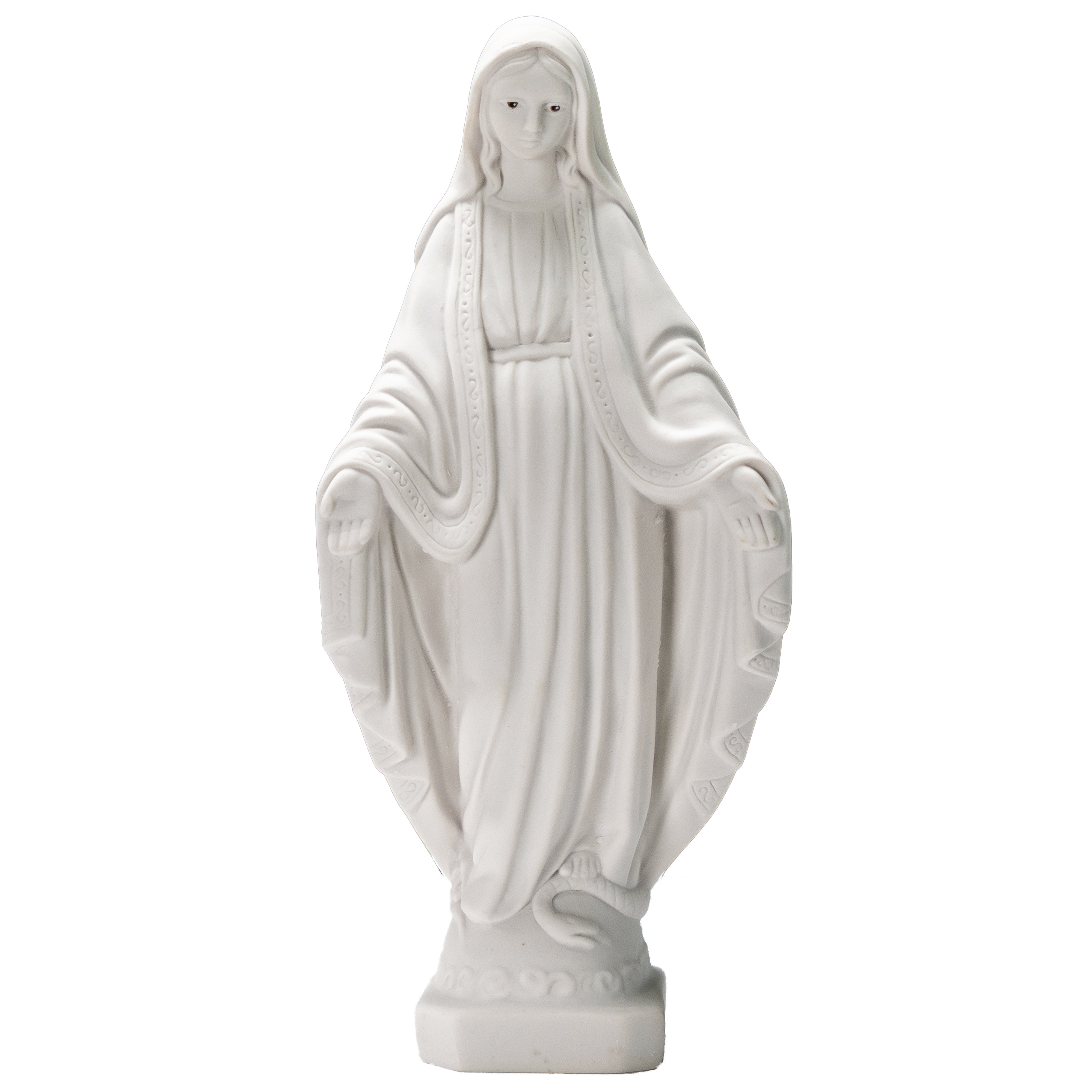 Lady of Grace - Miraculous Mary all White with hand painted eyes - Made in Italy - Our Tuscany Collection - Virgen La Milagrosa Blanca con ojos pintados a mano