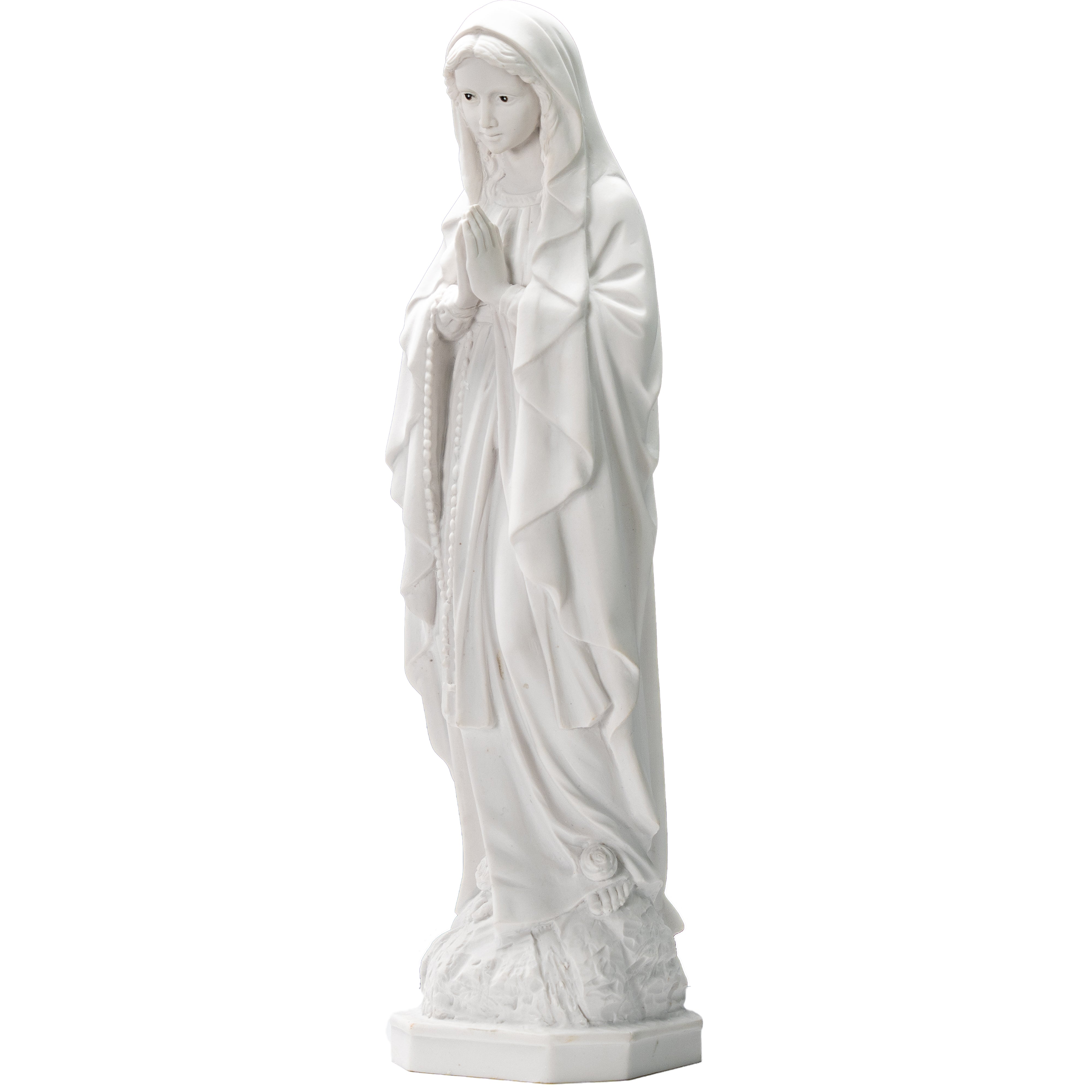White Statue of Our Lady of Lourdes all White with hand painted eyes / Estatua Blanca Nuestra Senora de Lourdes con ojos pintados a mano