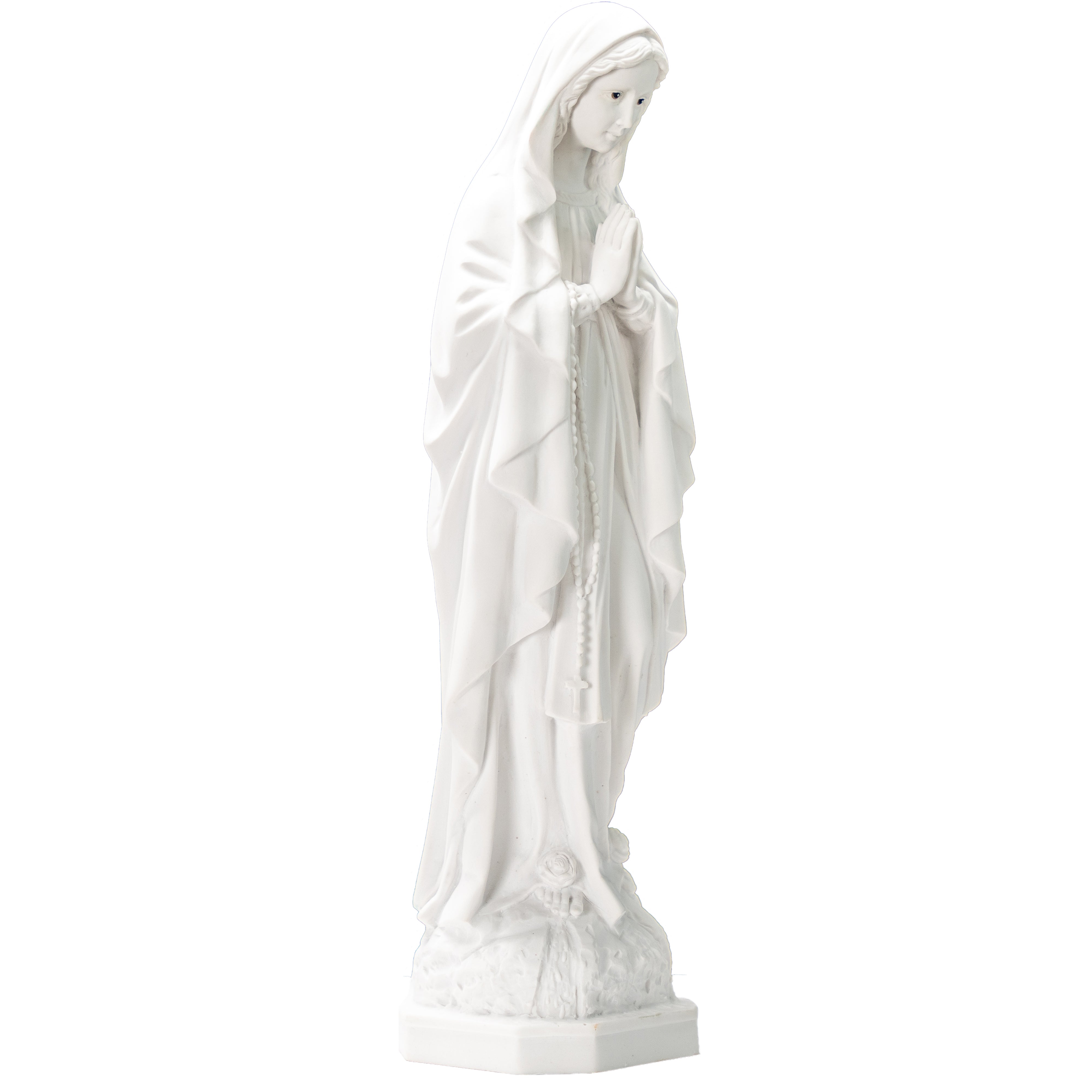White Statue of Our Lady of Lourdes all White with hand painted eyes / Estatua Blanca Nuestra Senora de Lourdes con ojos pintados a mano