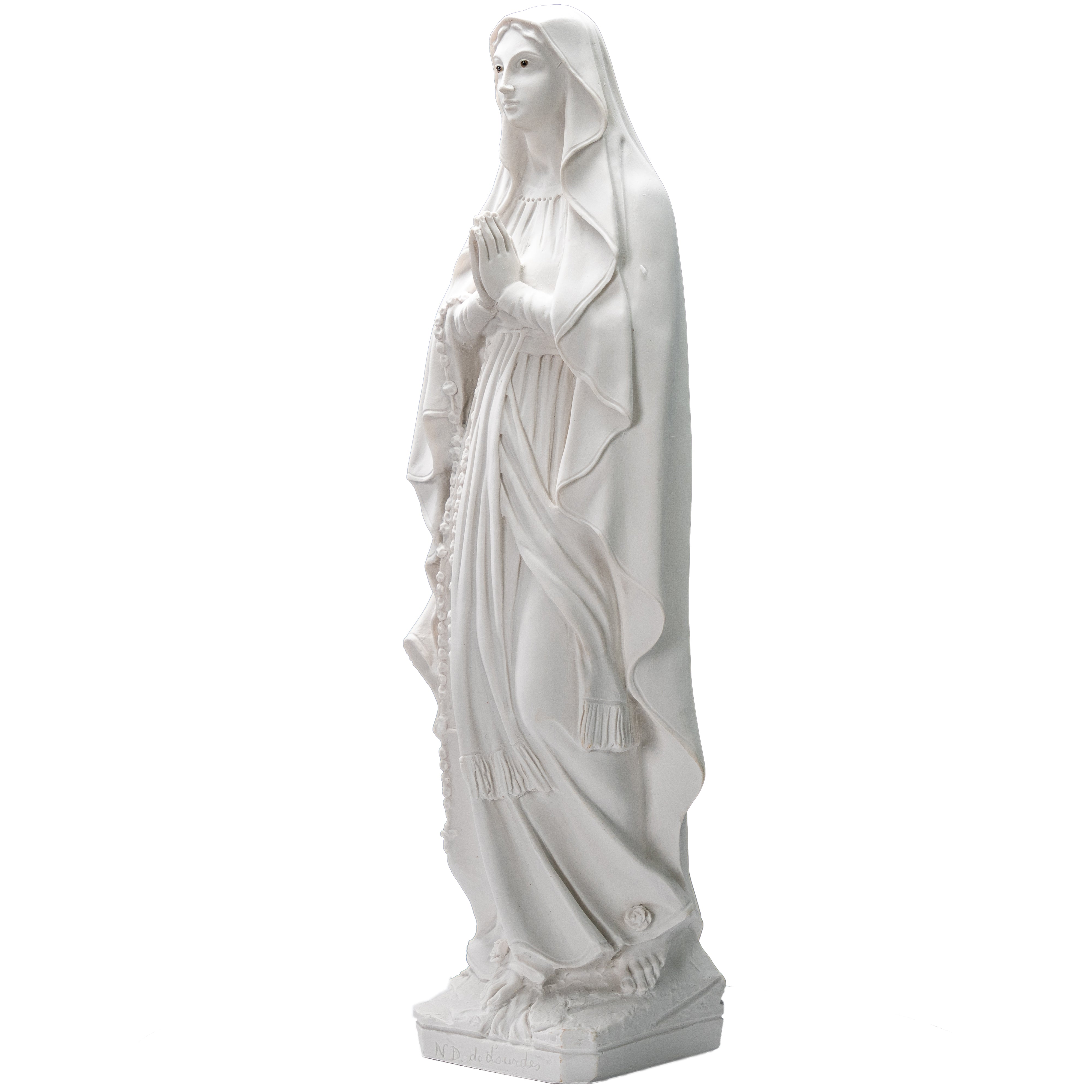 White Statue of Our Lady of Lourdes all White with hand painted eyes / Estatua Blanca Nuestra Senora de Lourdes con ojos pintados a mano