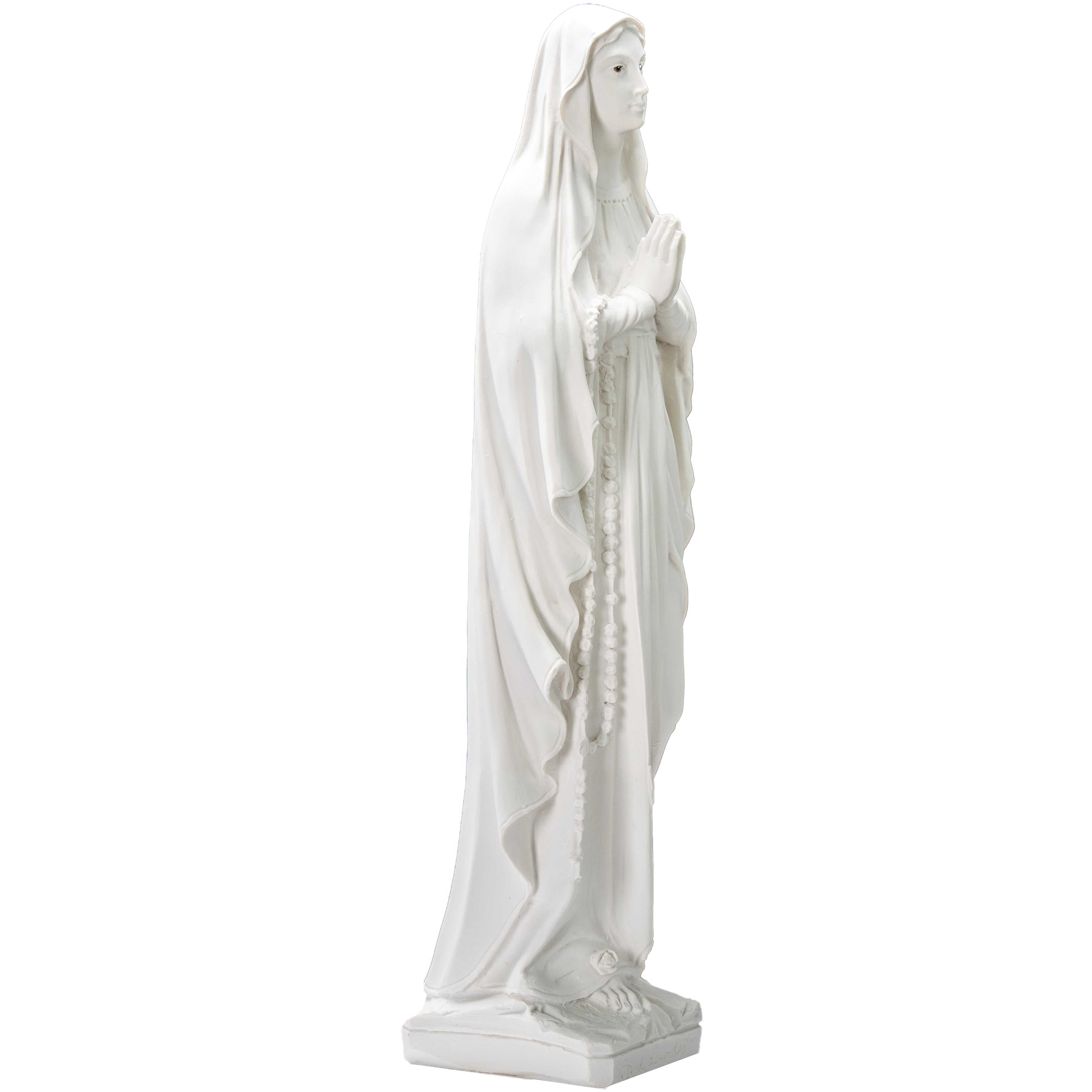 White Statue of Our Lady of Lourdes all White with hand painted eyes / Estatua Blanca Nuestra Senora de Lourdes con ojos pintados a mano