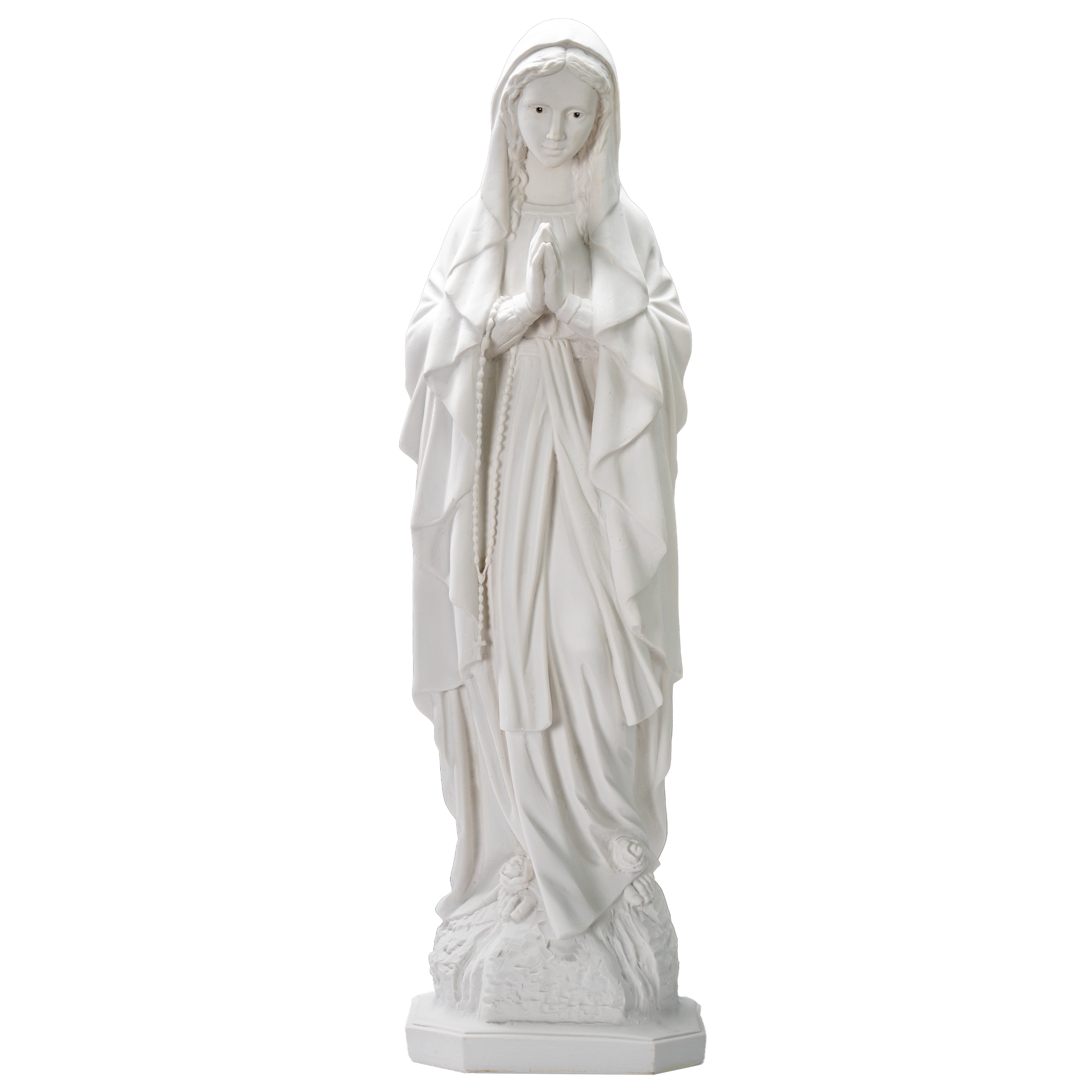 White Statue of Our Lady of Lourdes all White with hand painted eyes / Estatua Blanca Nuestra Senora de Lourdes con ojos pintados a mano