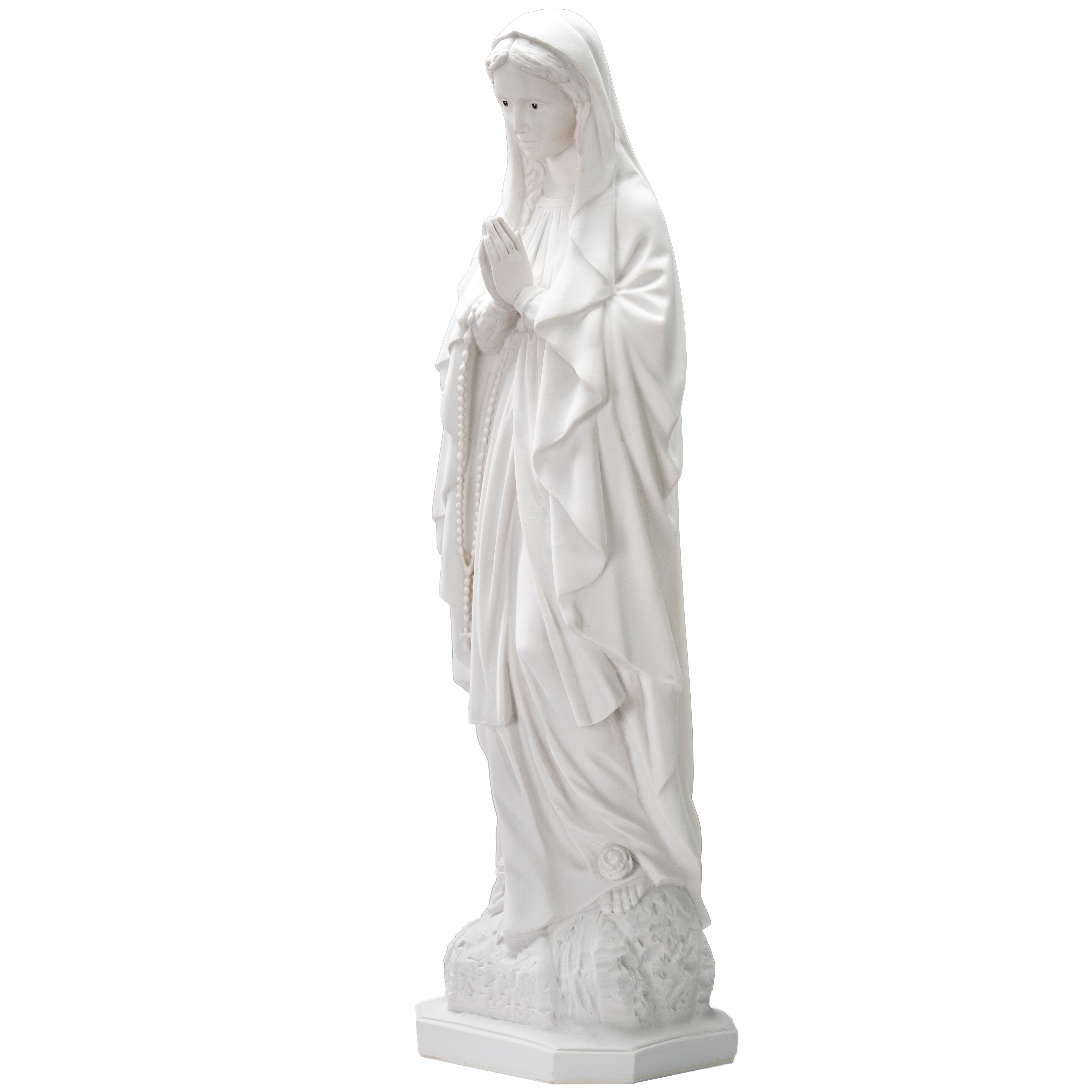 White Statue of Our Lady of Lourdes all White with hand painted eyes / Estatua Blanca Nuestra Senora de Lourdes con ojos pintados a mano