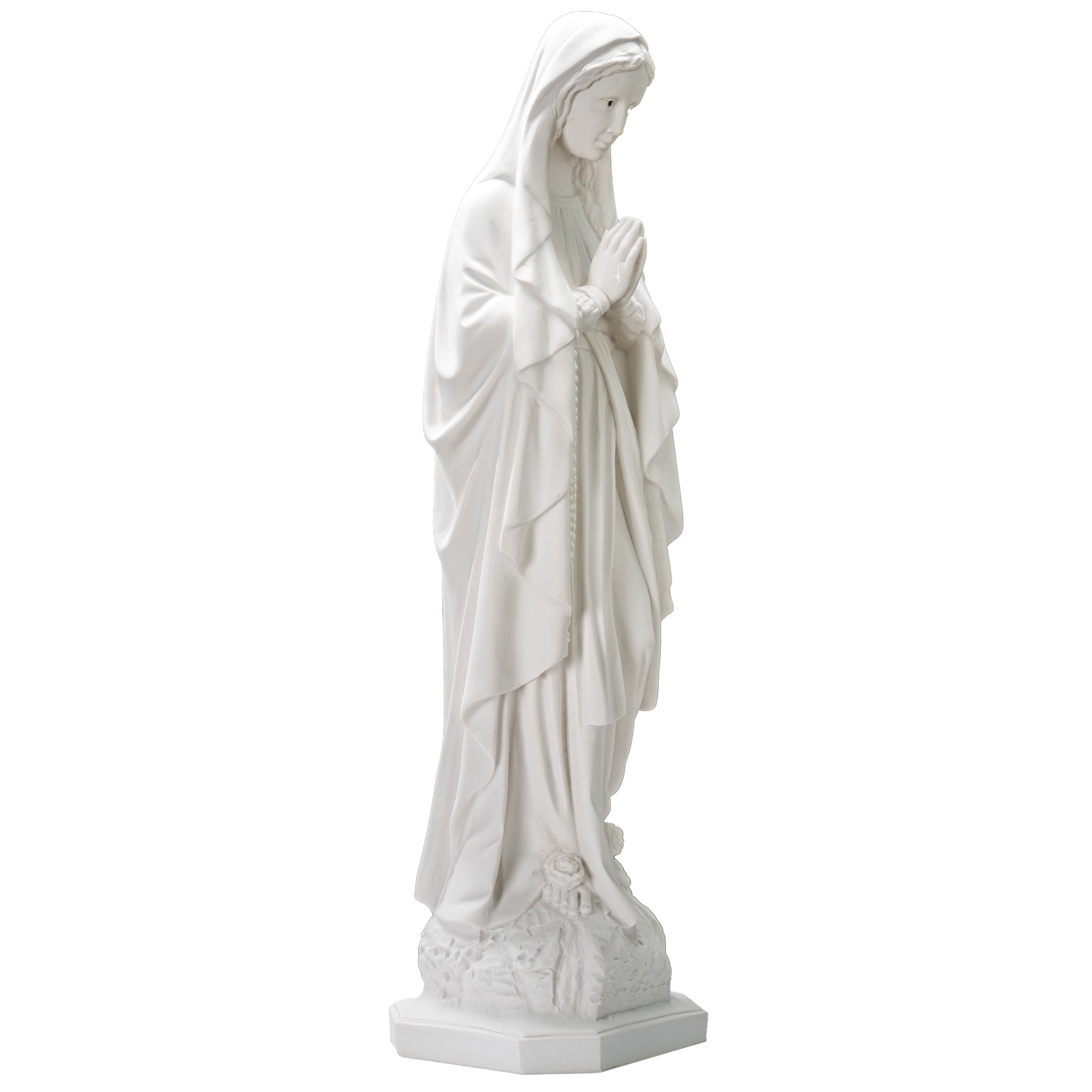 White Statue of Our Lady of Lourdes all White with hand painted eyes / Estatua Blanca Nuestra Senora de Lourdes con ojos pintados a mano