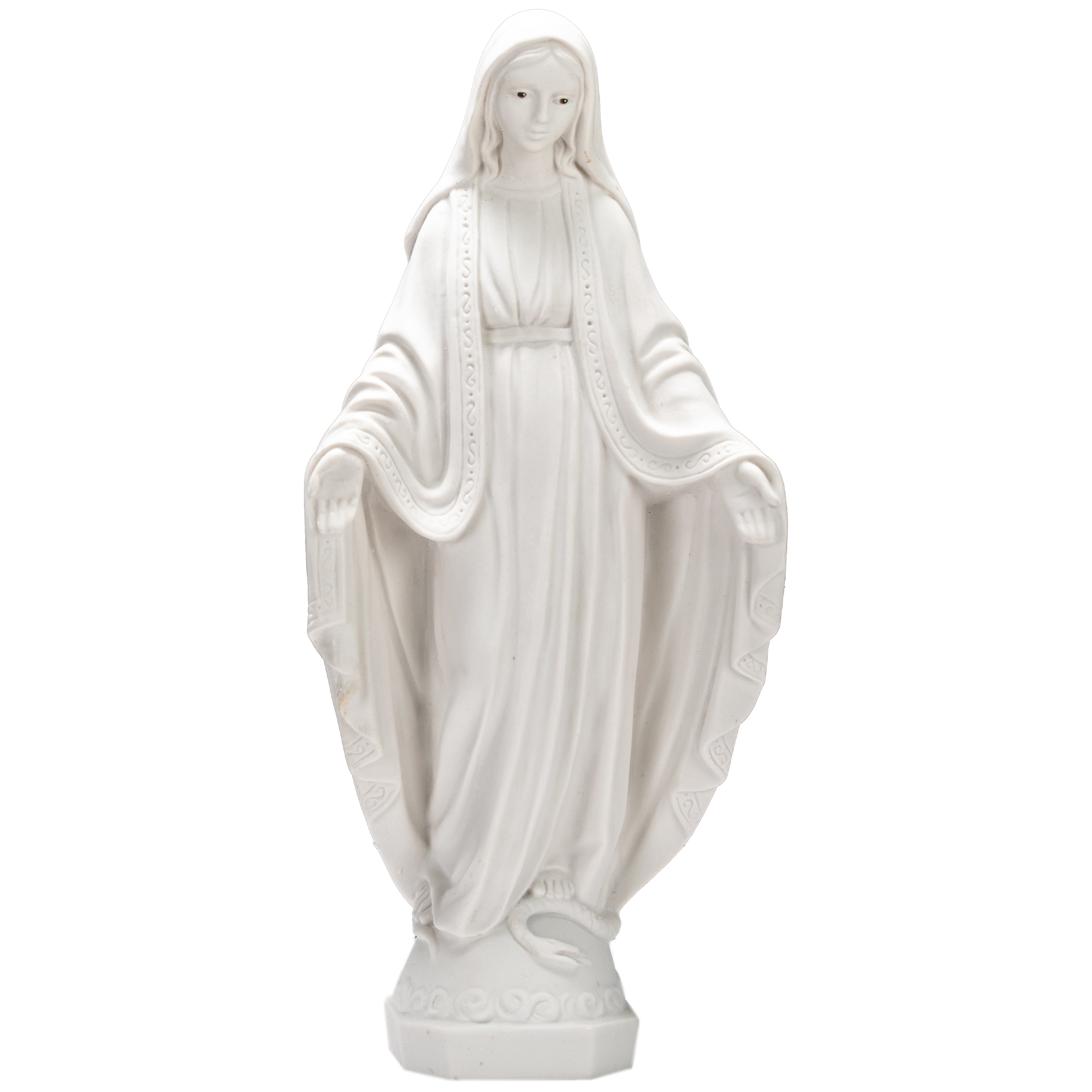 Lady of Grace - Miraculous Mary all White with hand painted eyes - Made in Italy - Our Tuscany Collection - Virgen La Milagrosa Blanca con ojos pintados a mano