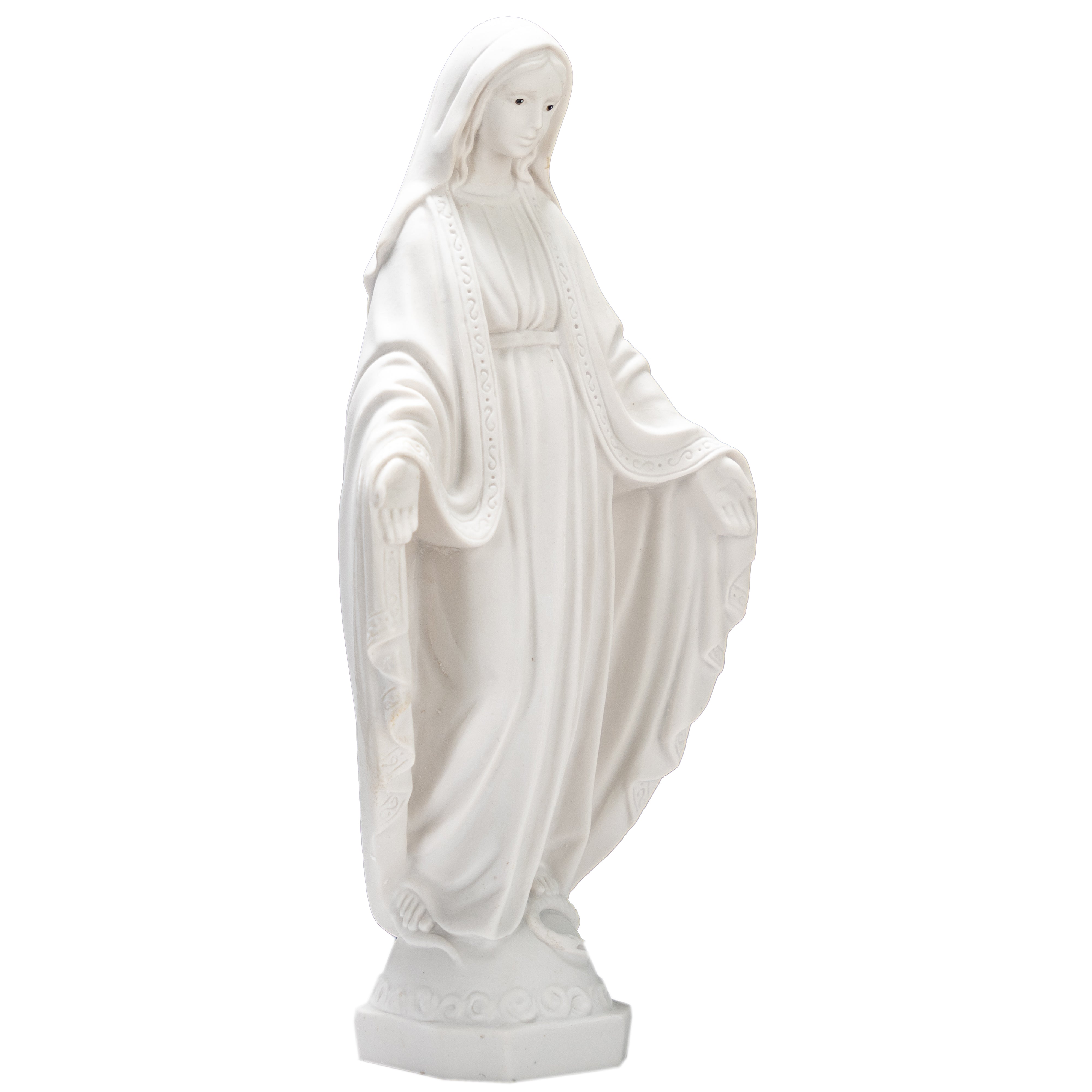 Lady of Grace - Miraculous Mary all White with hand painted eyes - Made in Italy - Our Tuscany Collection - Virgen La Milagrosa Blanca con ojos pintados a mano