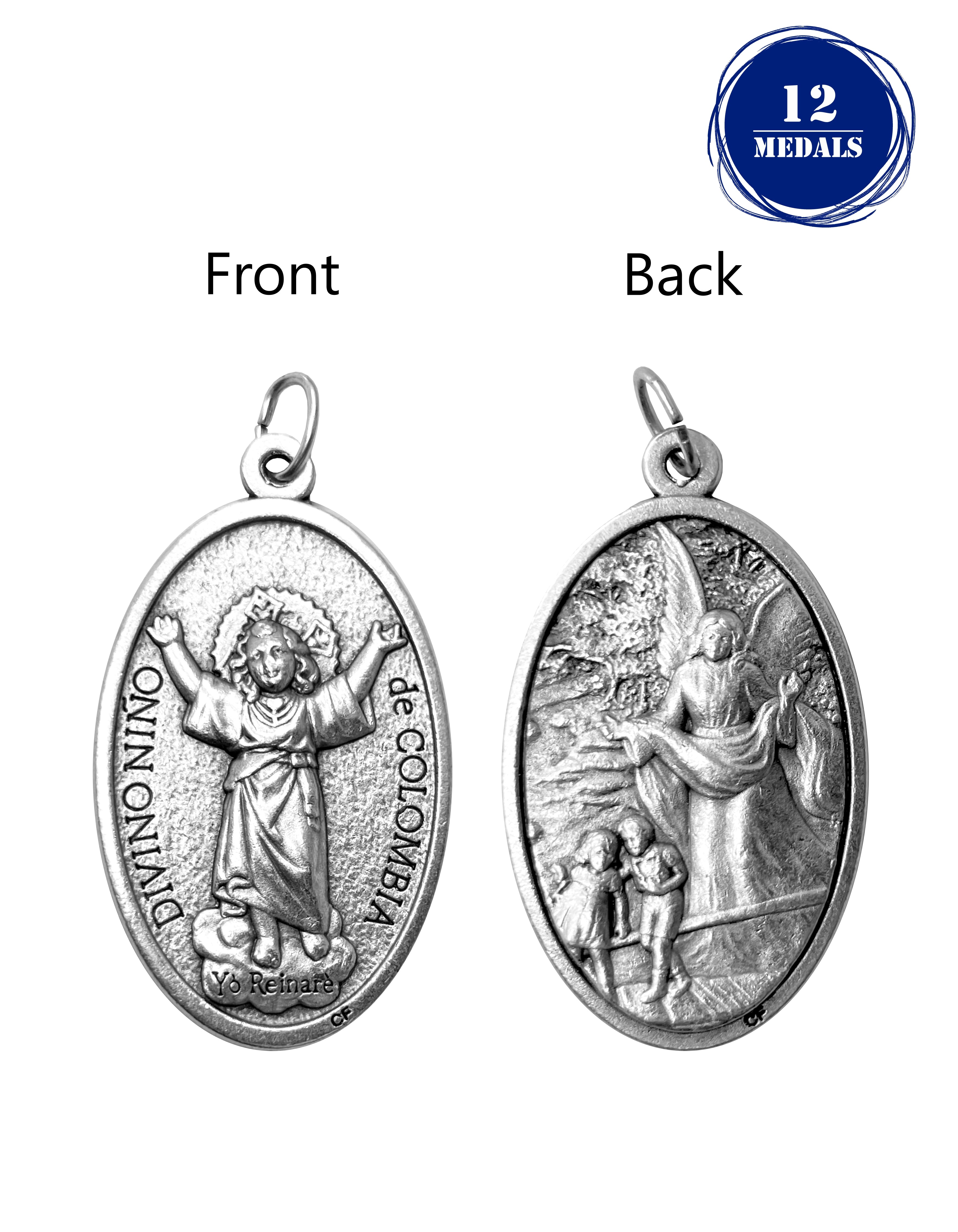 Pack of 12 Saints Medals in oxidized silver made in Italy 1.5" x 1.0"