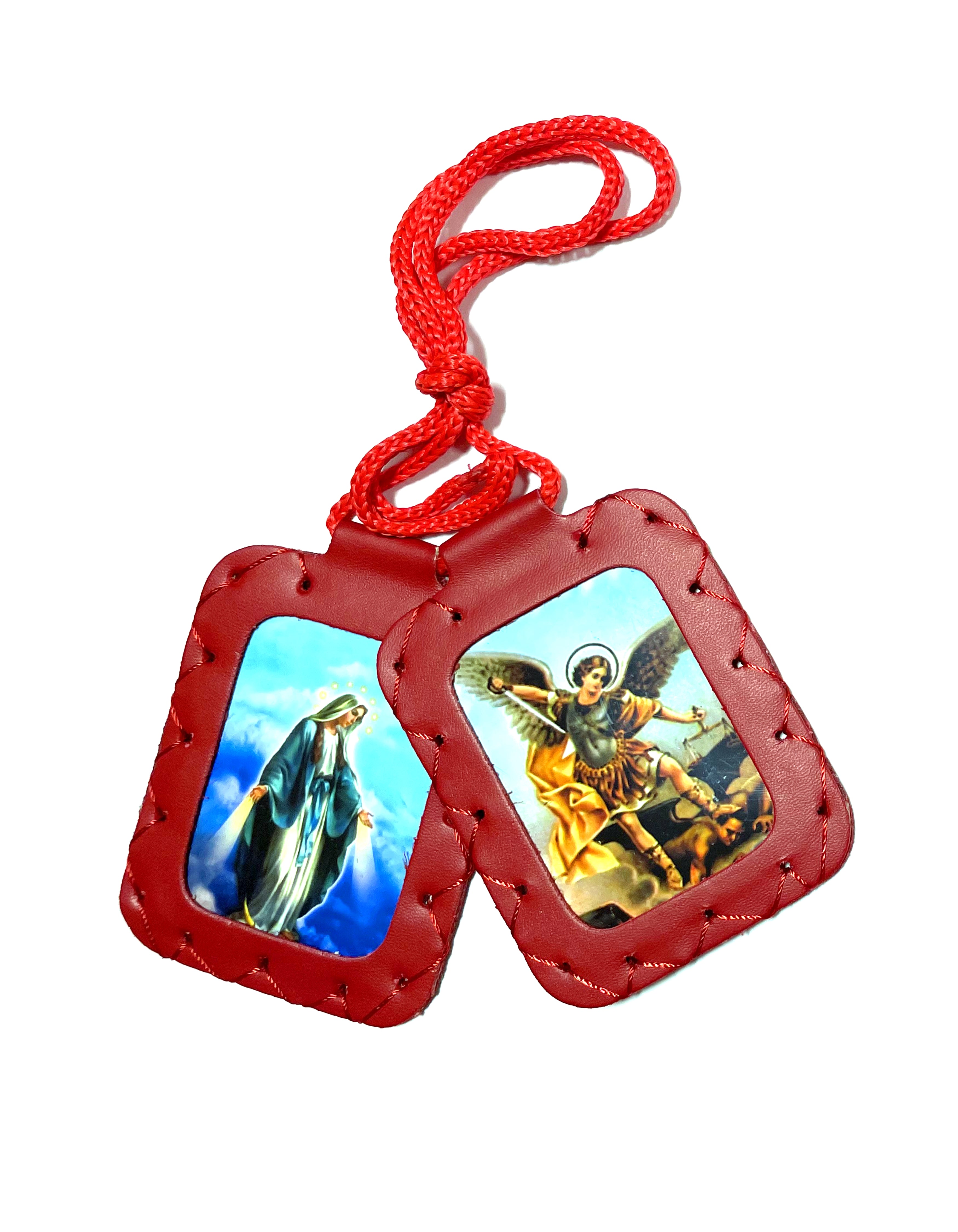 Extra large leather scapular, Escapulario de cuero extra grande