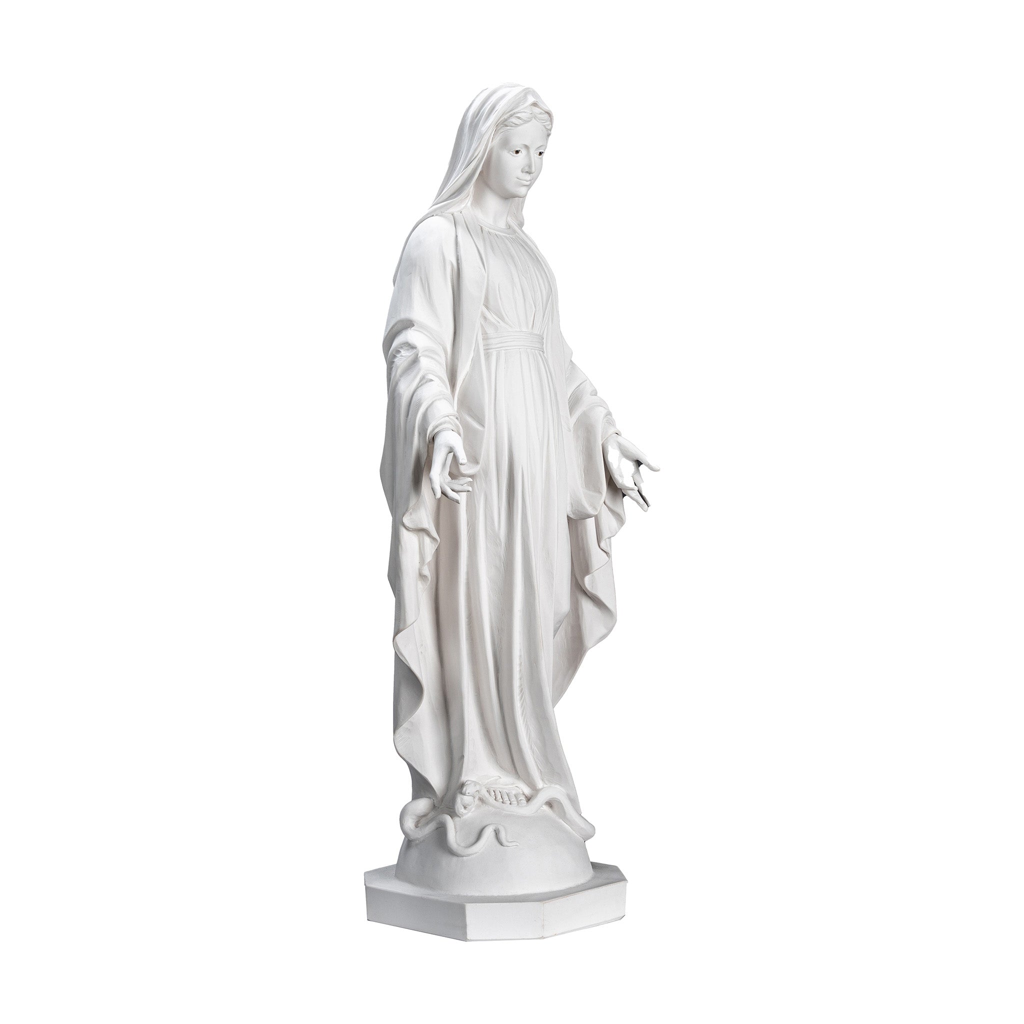 Lady of Grace - Miraculous Mary all White with hand painted eyes - Made in Italy - Our Tuscany Collection - Virgen La Milagrosa Blanca con ojos pintados a mano