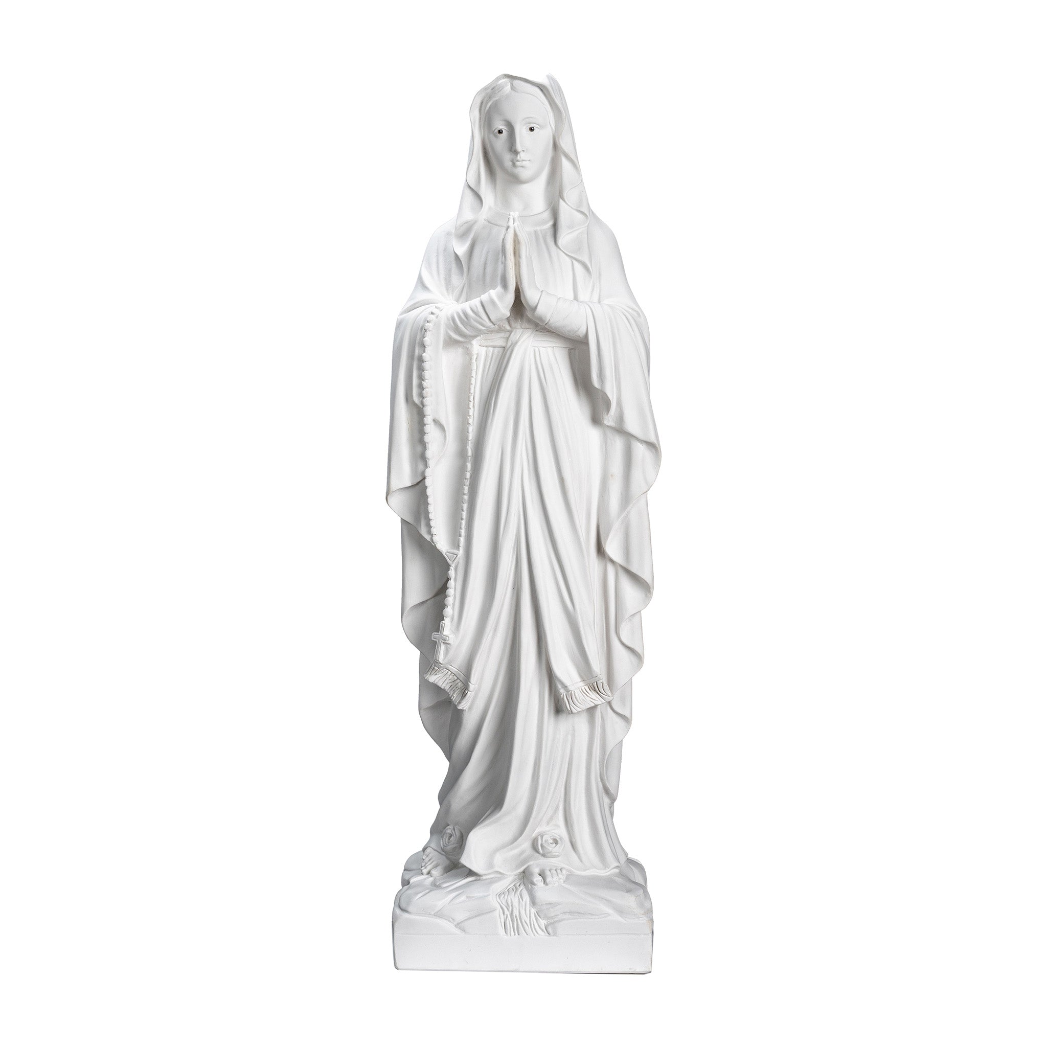 White Statue of Our Lady of Lourdes all White with hand painted eyes / Estatua Blanca Nuestra Senora de Lourdes con ojos pintados a mano