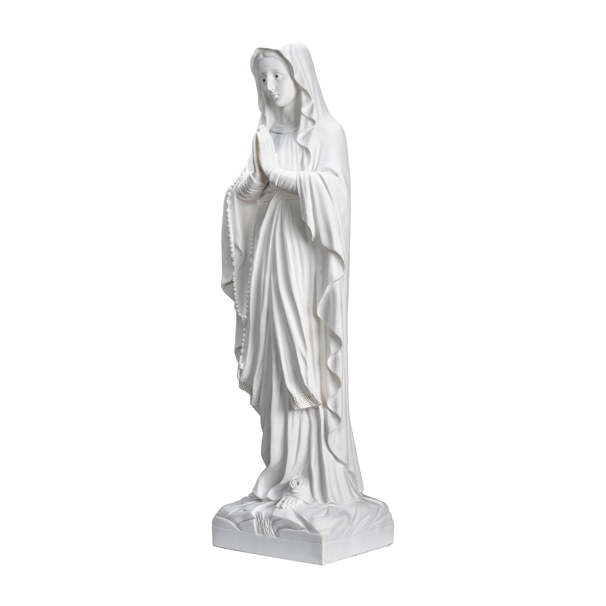 White Statue of Our Lady of Lourdes all White with hand painted eyes / Estatua Blanca Nuestra Senora de Lourdes con ojos pintados a mano