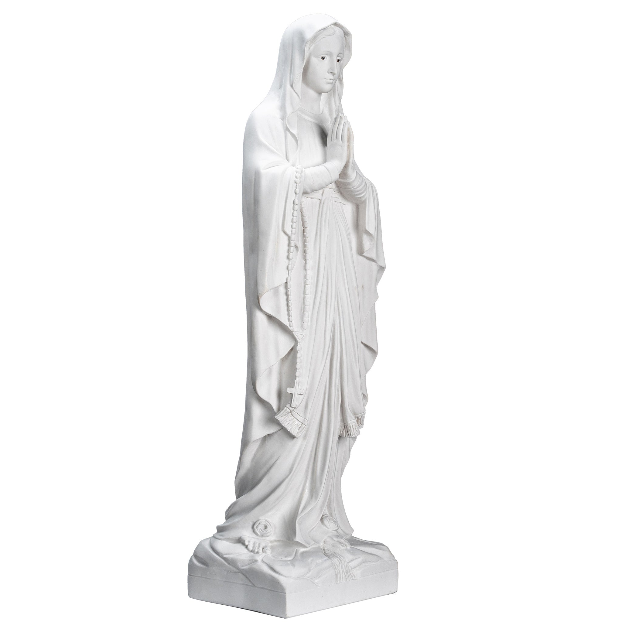 White Statue of Our Lady of Lourdes all White with hand painted eyes / Estatua Blanca Nuestra Senora de Lourdes con ojos pintados a mano