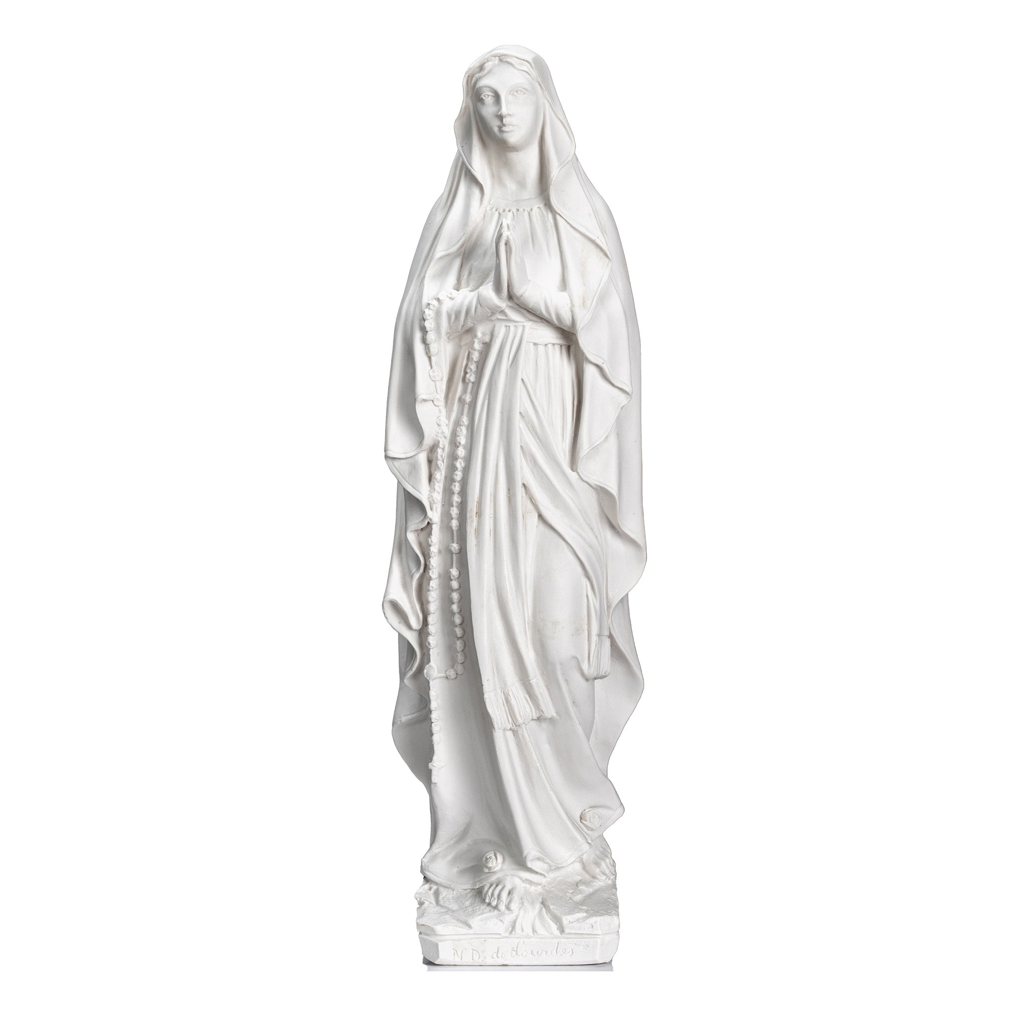 White Statue of Our Lady of Lourdes / Estatua Blanca Nuestra Senora de Lourdes