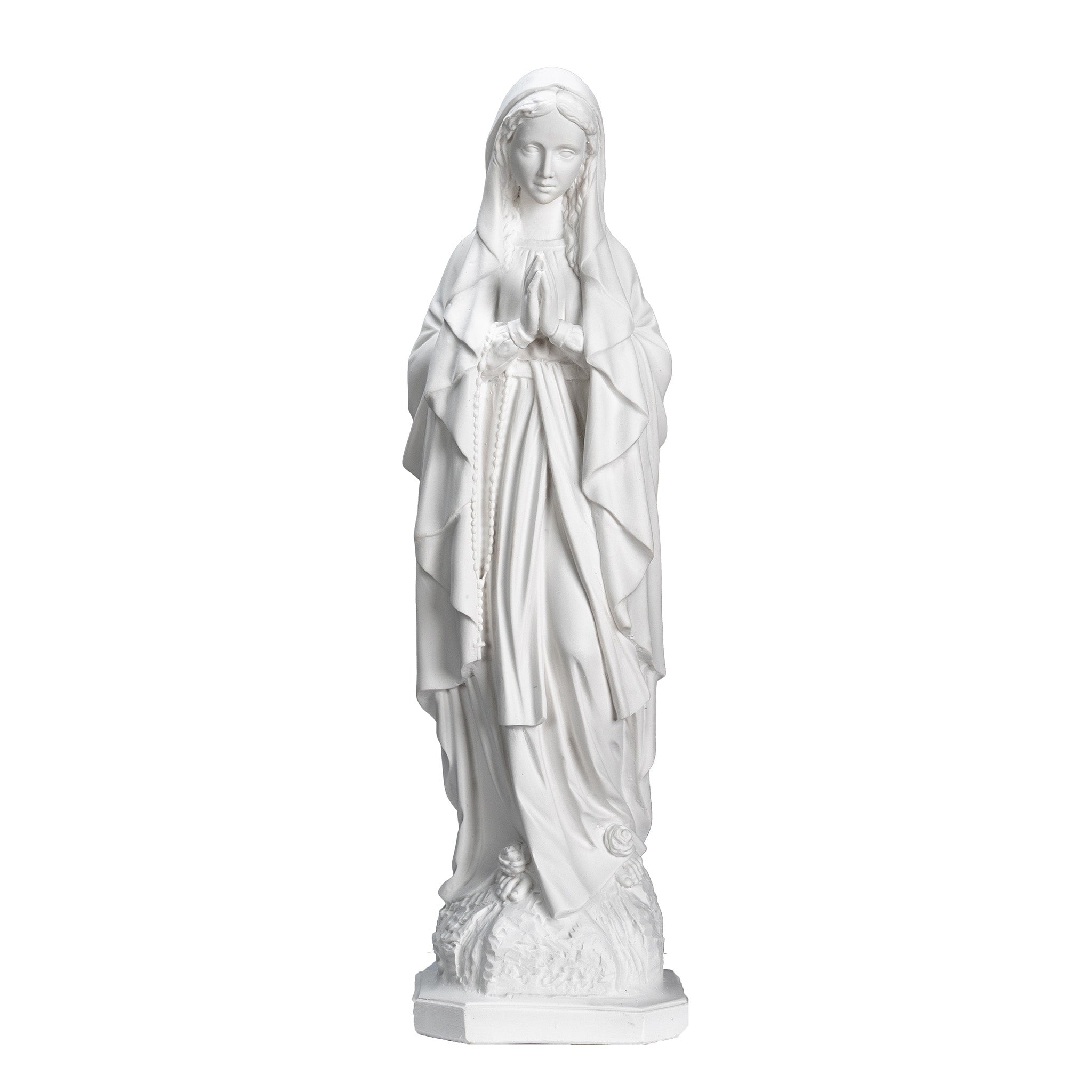 White Statue of Our Lady of Lourdes / Estatua Blanca Nuestra Senora de Lourdes