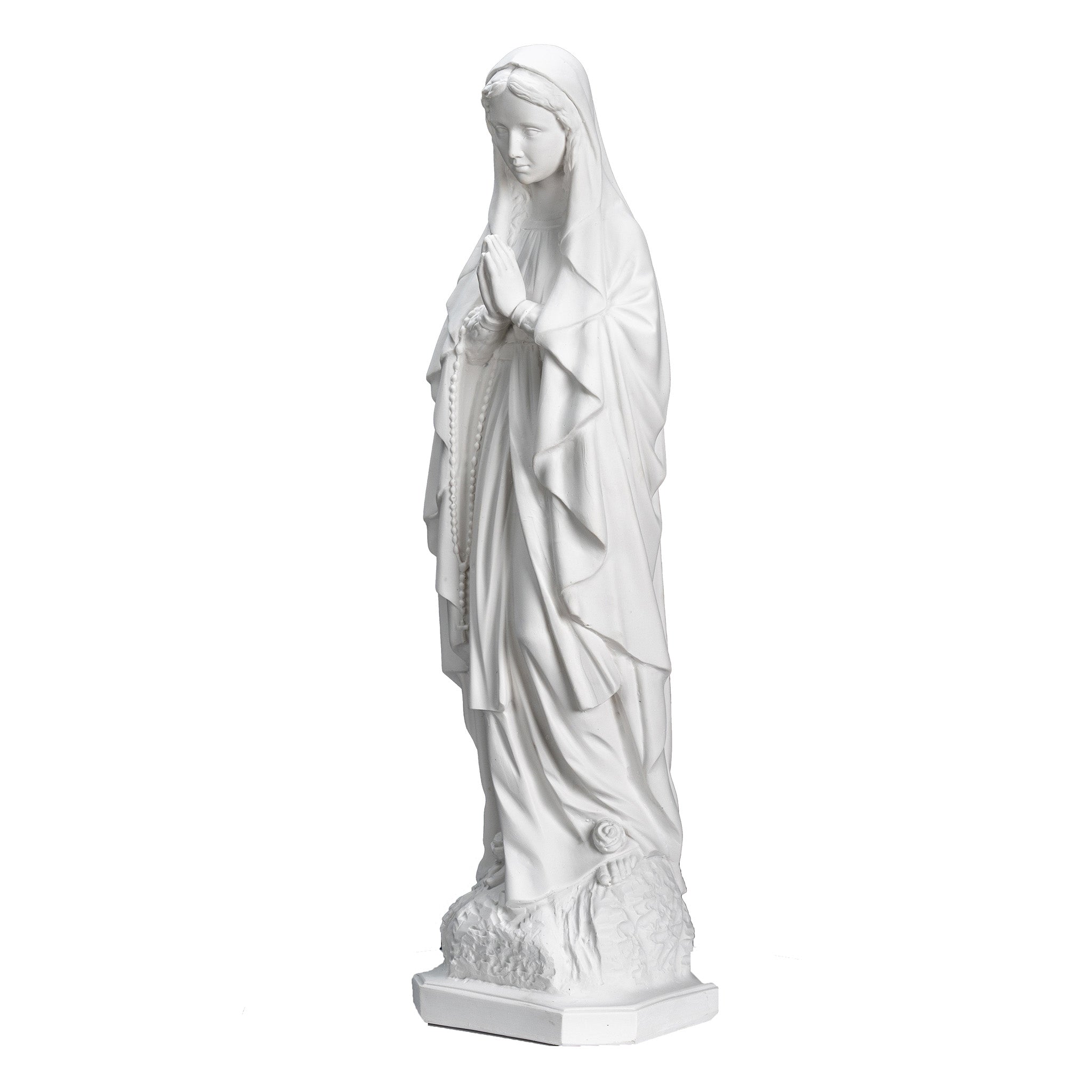 White Statue of Our Lady of Lourdes / Estatua Blanca Nuestra Senora de Lourdes