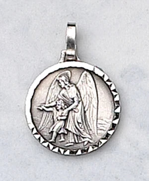 Guardian Angel Medal with Chain – French Nickel Silver – 7/8"