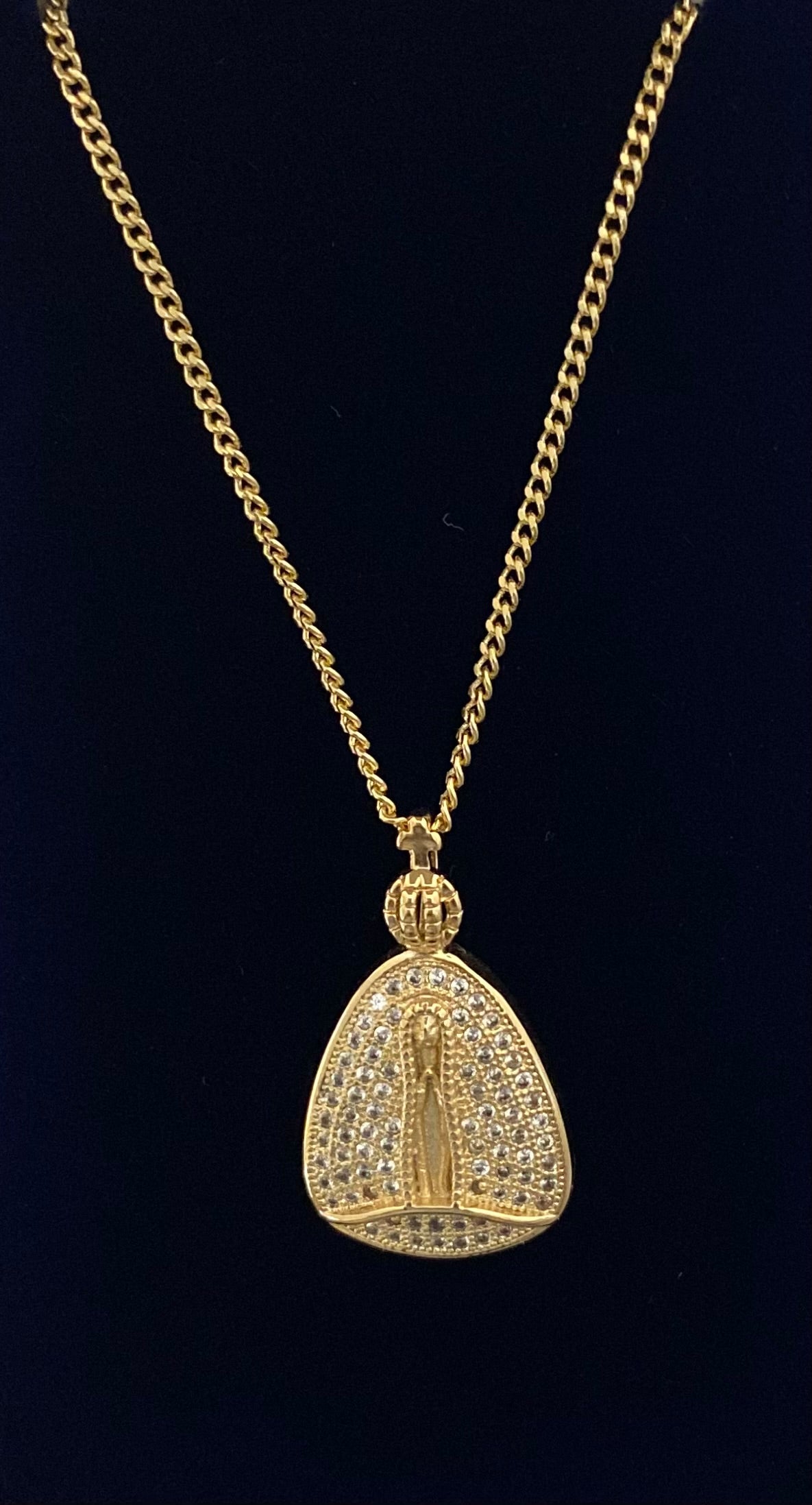 Our Lady of Charity (Caridad del Cobre) 14k gf with crystals charm and necklace