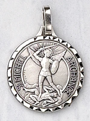 St. Michael Archangel Medal with Chain – French Nickel Silver – 7/8"