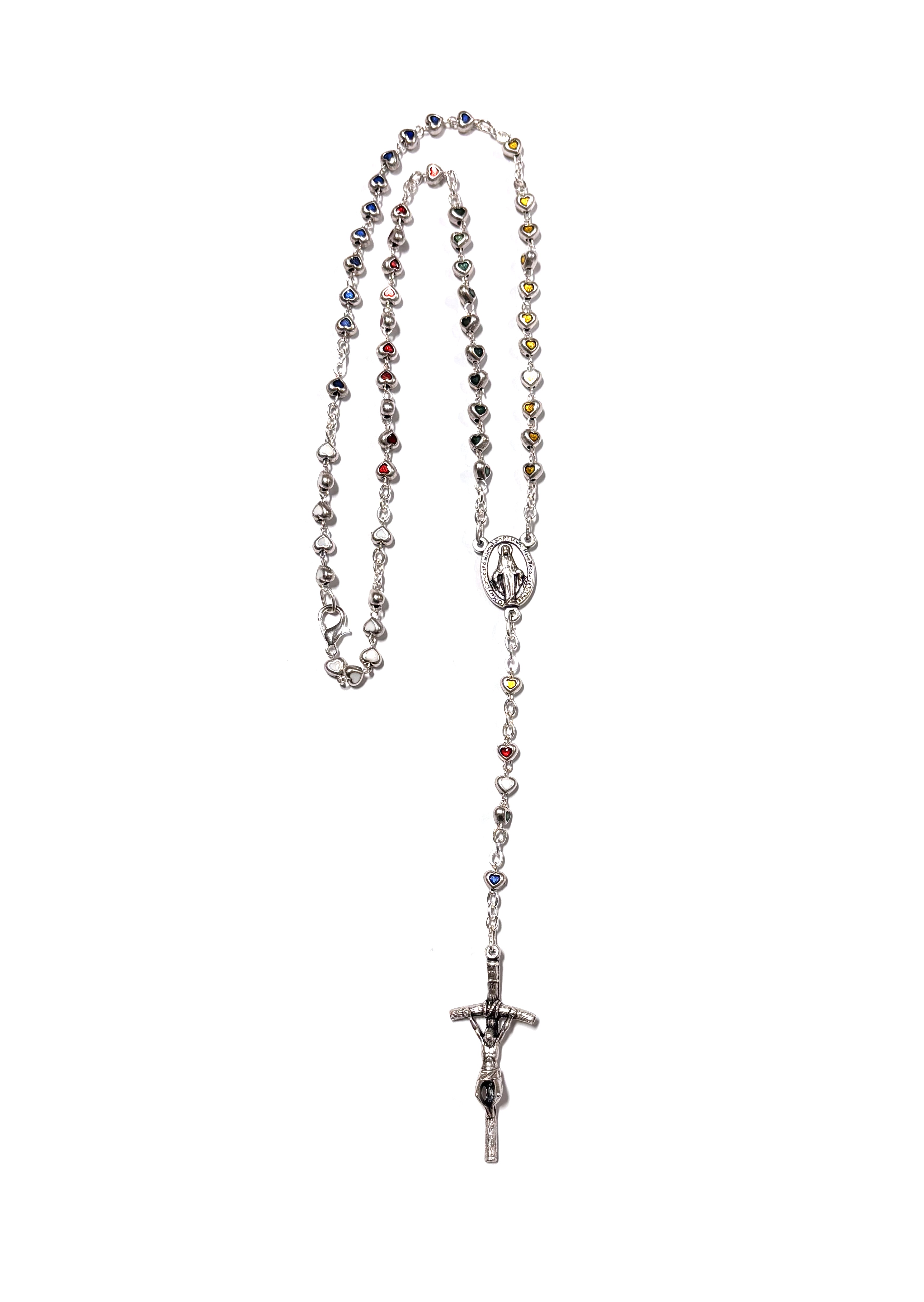 Heart colors beads Miraculous Medal Rosary