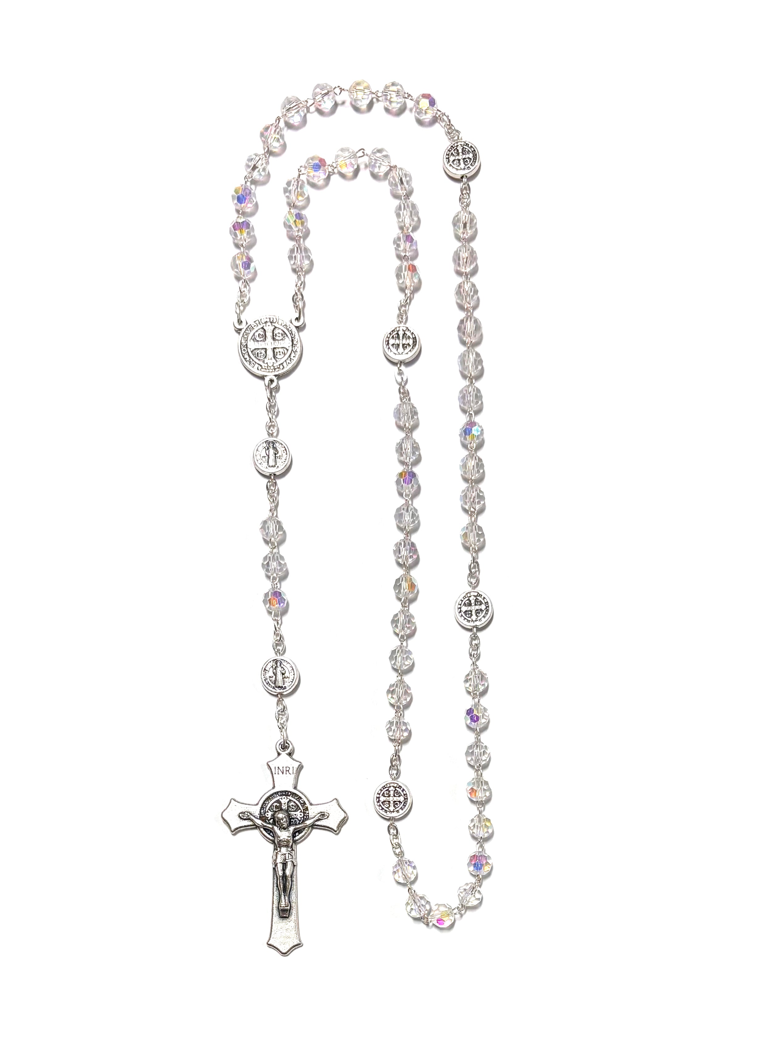 Saint Benedict clear crystal rosary
