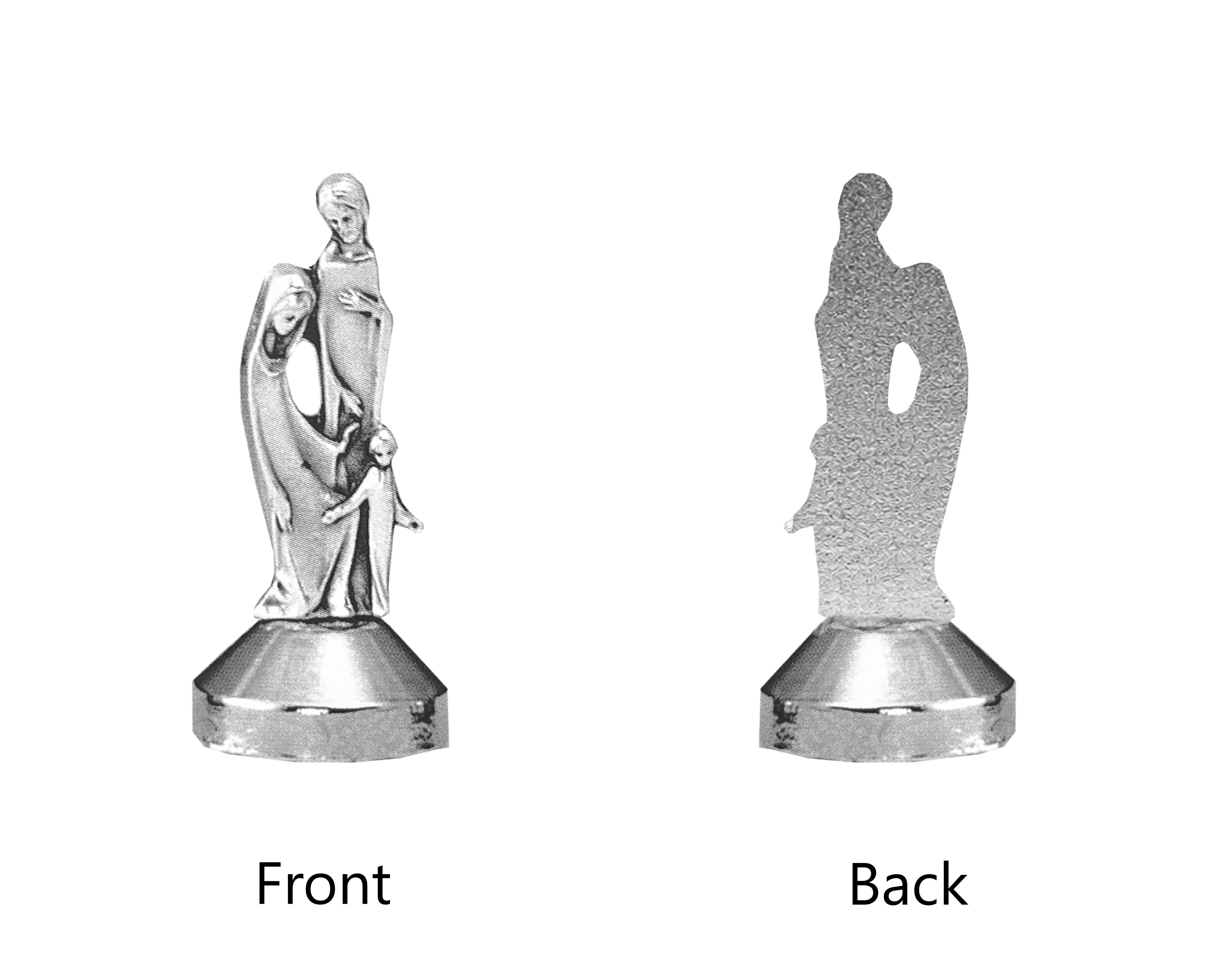 Silver metal mini catholic statues