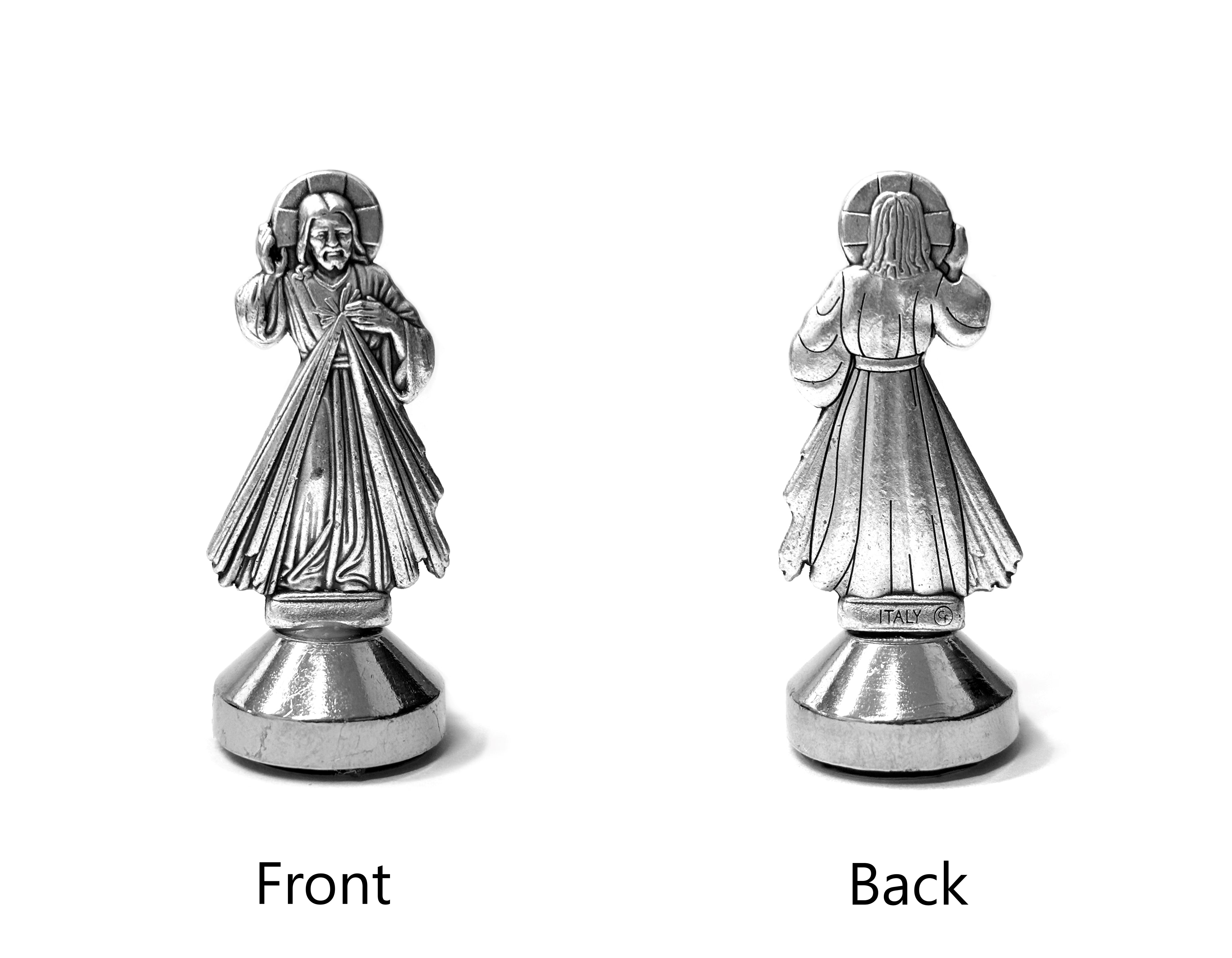 Silver metal mini catholic statues