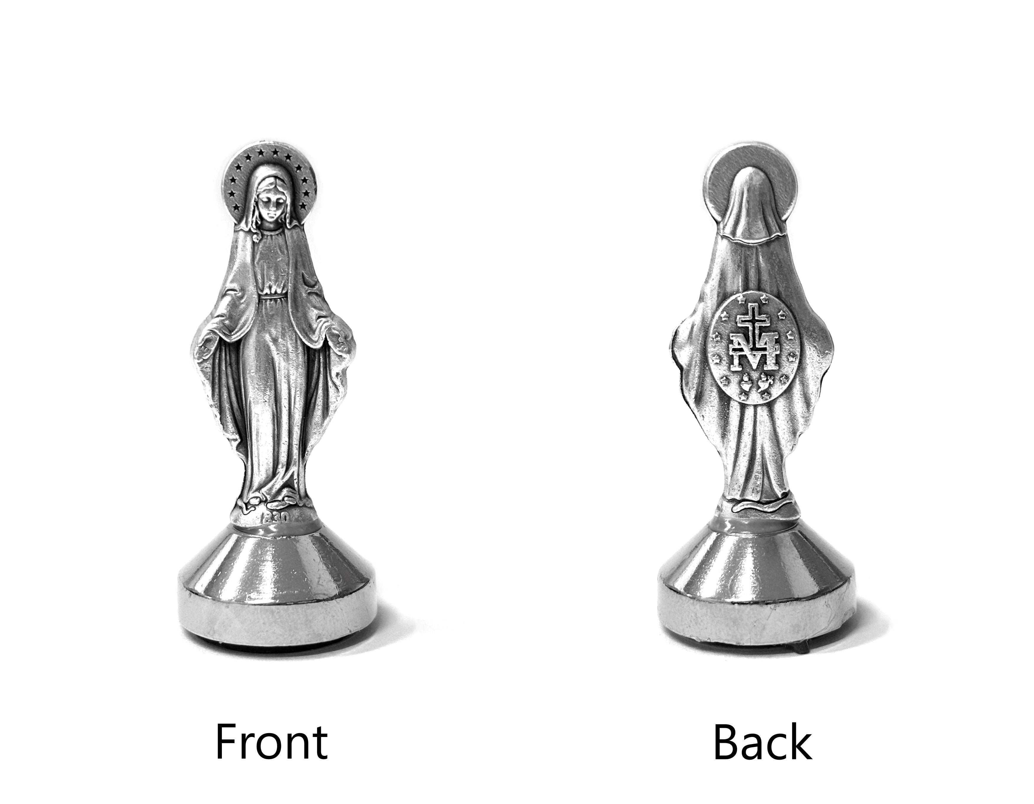 Silver metal mini catholic statues