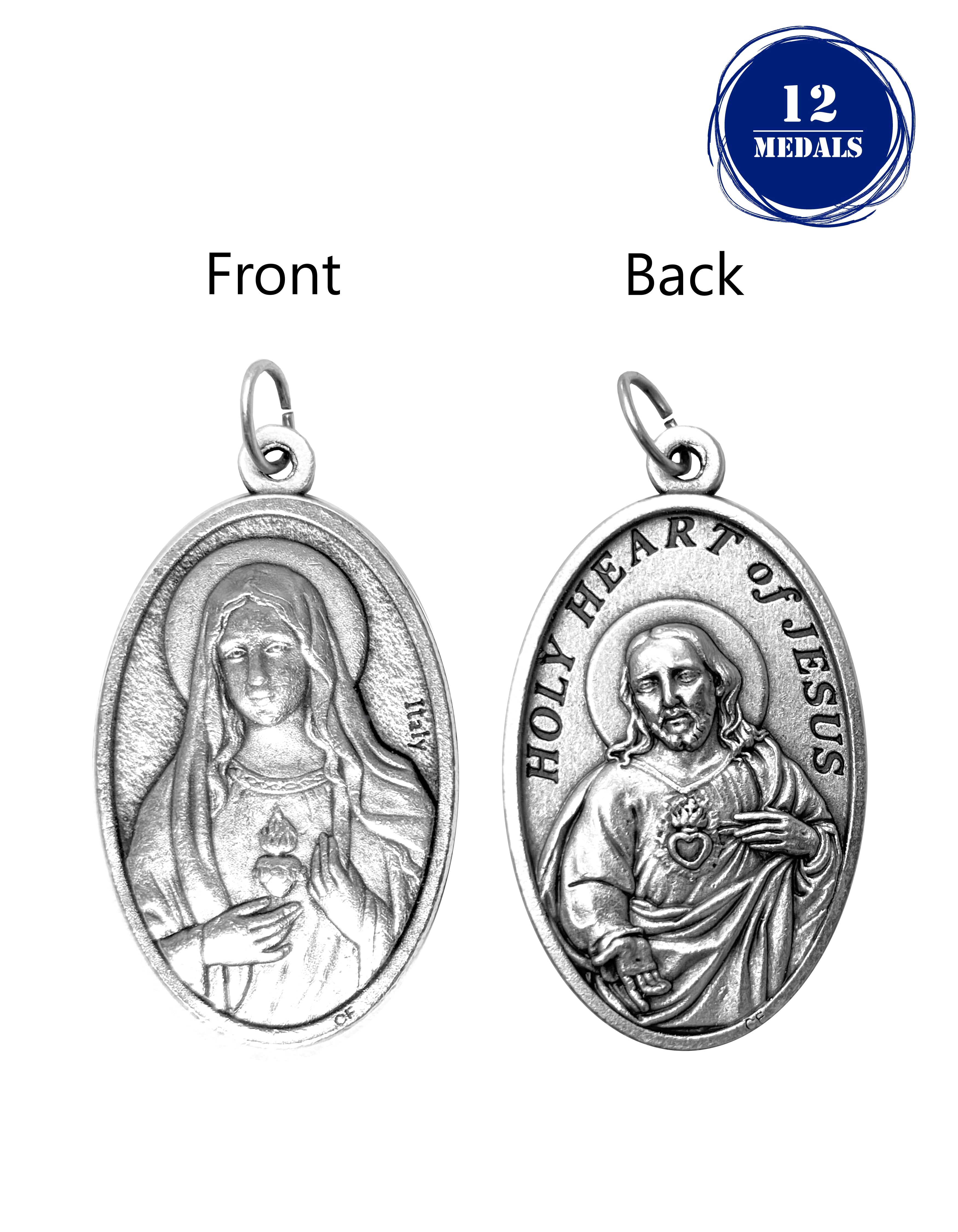 Pack of 12 Saints Medals in oxidized silver made in Italy 1.5" x 1.0"