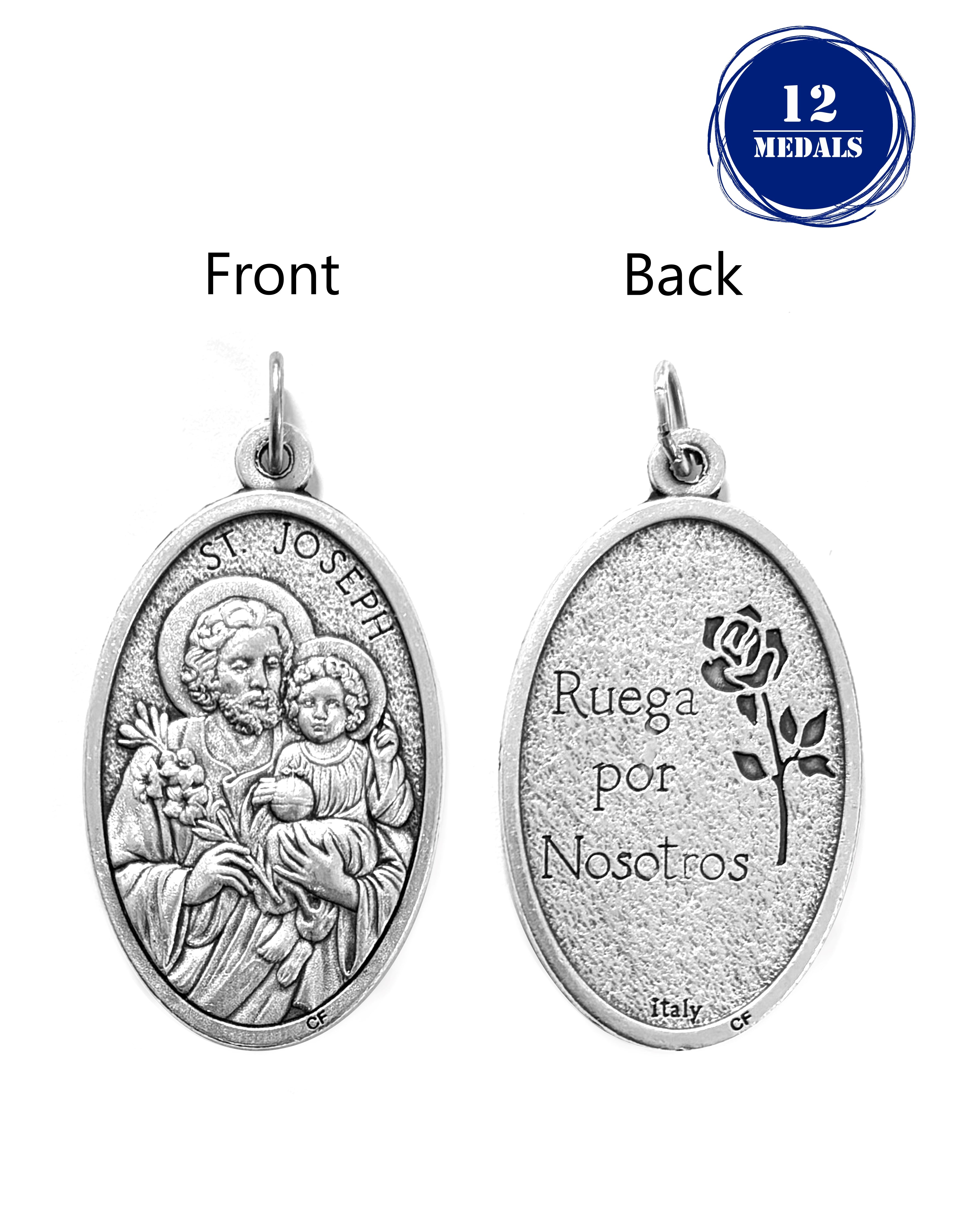 Pack of 12 Saints Medals in oxidized silver made in Italy 1.5" x 1.0"