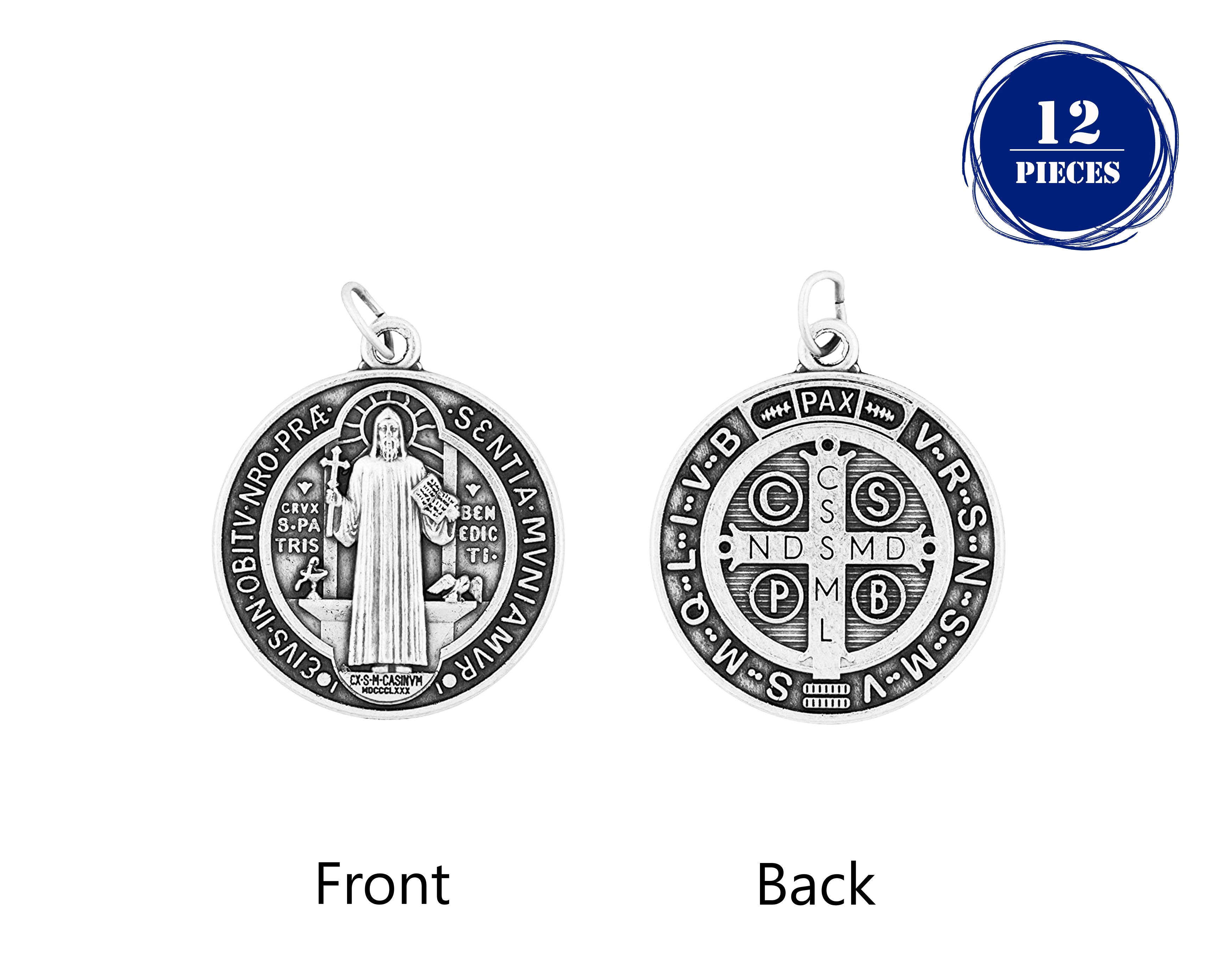 Oxidized Silver Saint Benedict Medals