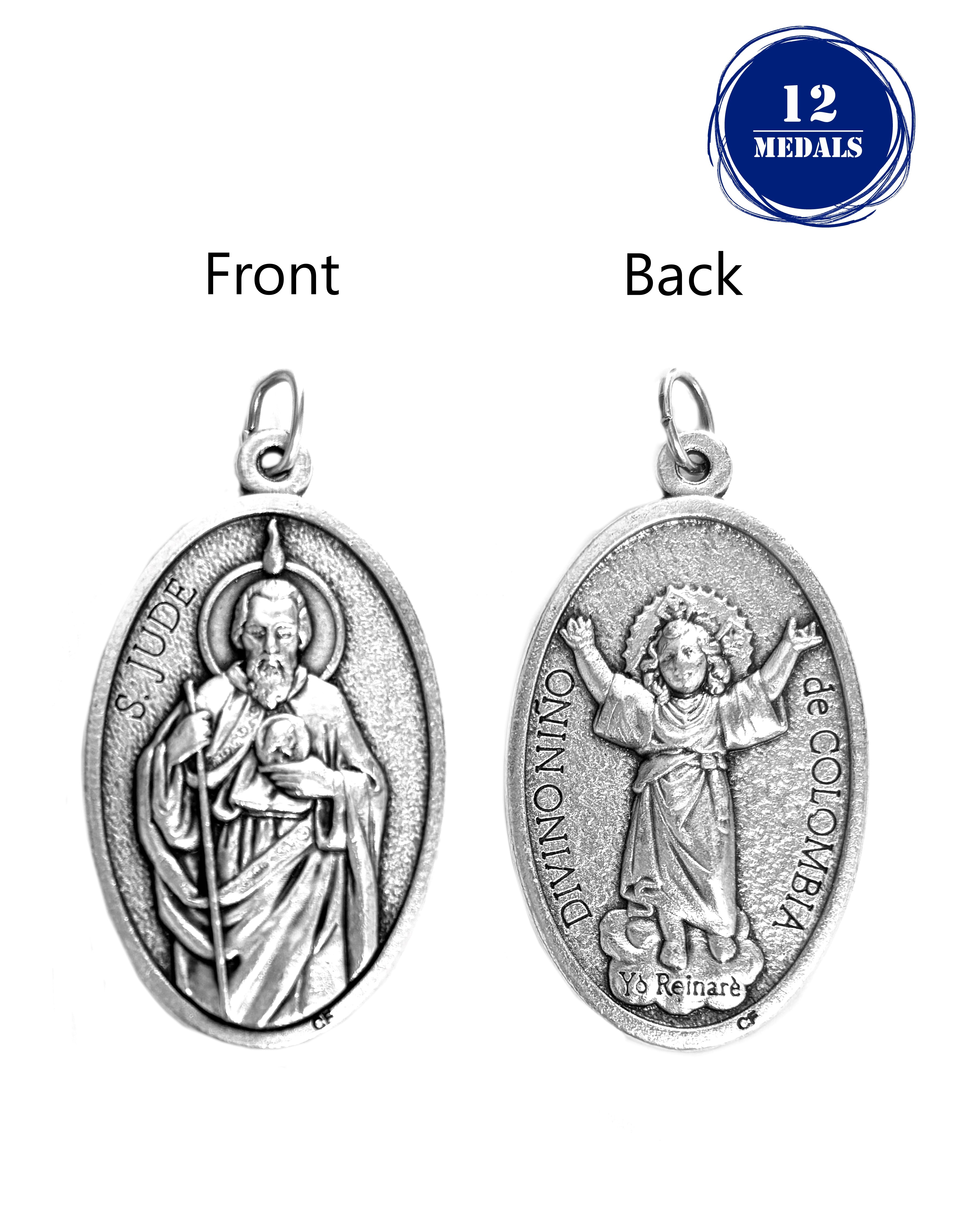 Pack of 12 Saints Medals in oxidized silver made in Italy 1.5" x 1.0"